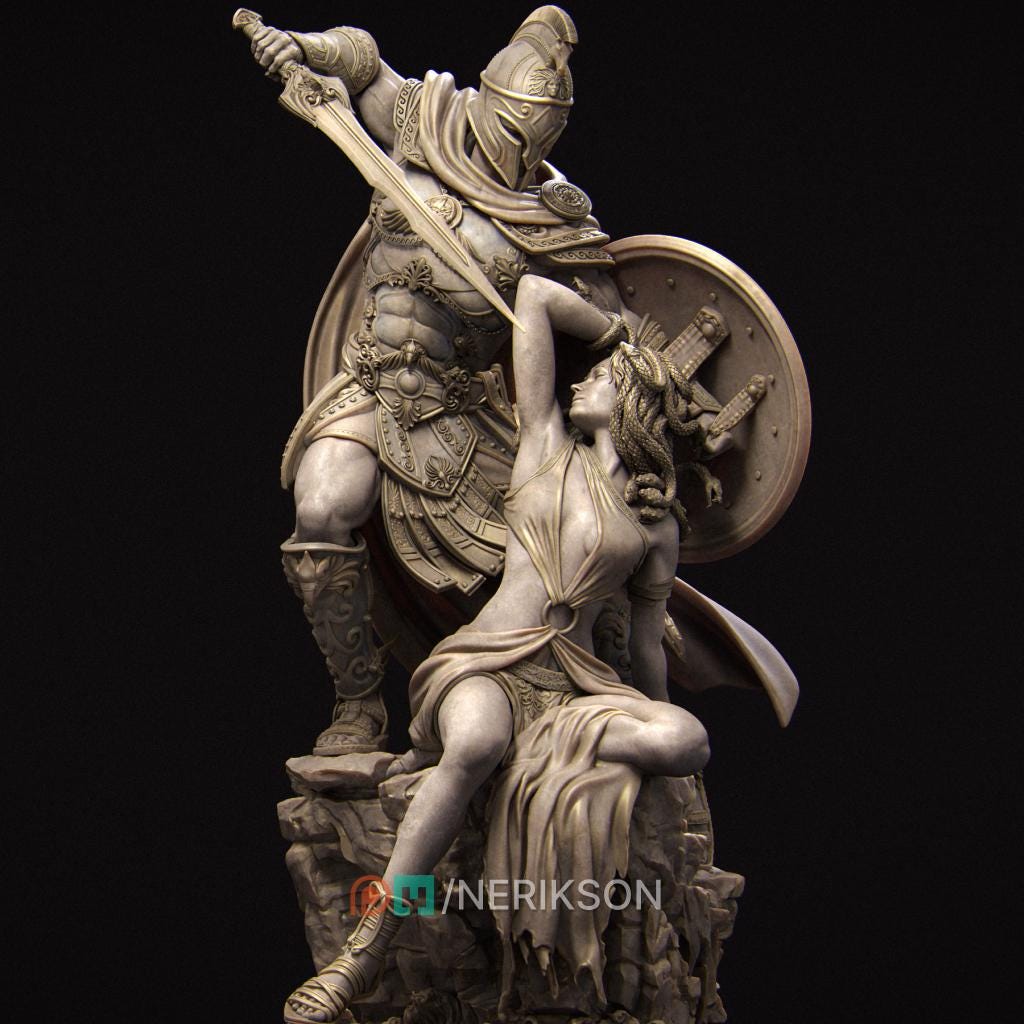 Medusa and Perseus | Fantasy Greek Mythology Gorgon Collectible Resin Diorama | by Nerikson