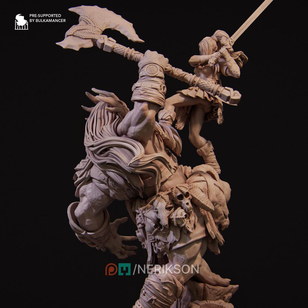 Lia vs the Giant | Fantasy Collectible Resin Diorama | by Nerikson