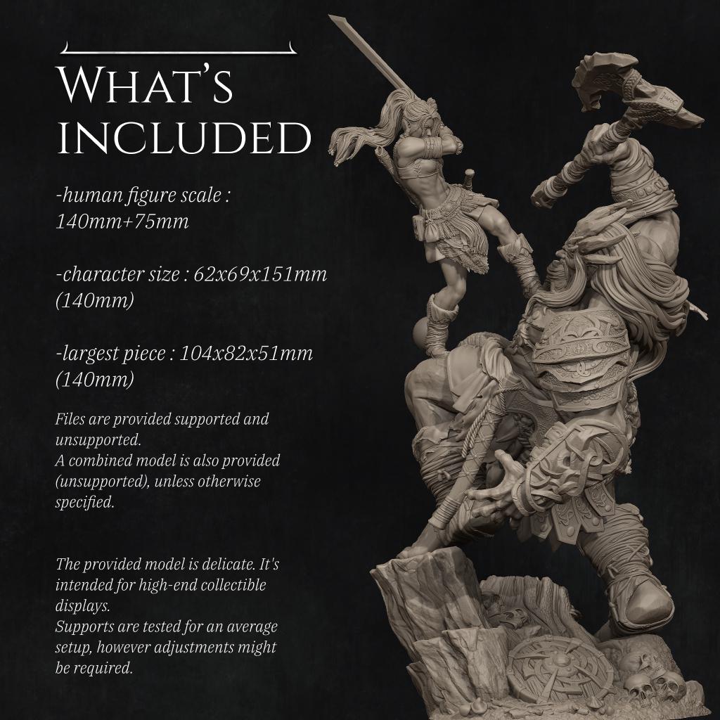 Lia vs the Giant | Fantasy Collectible Resin Diorama | by Nerikson