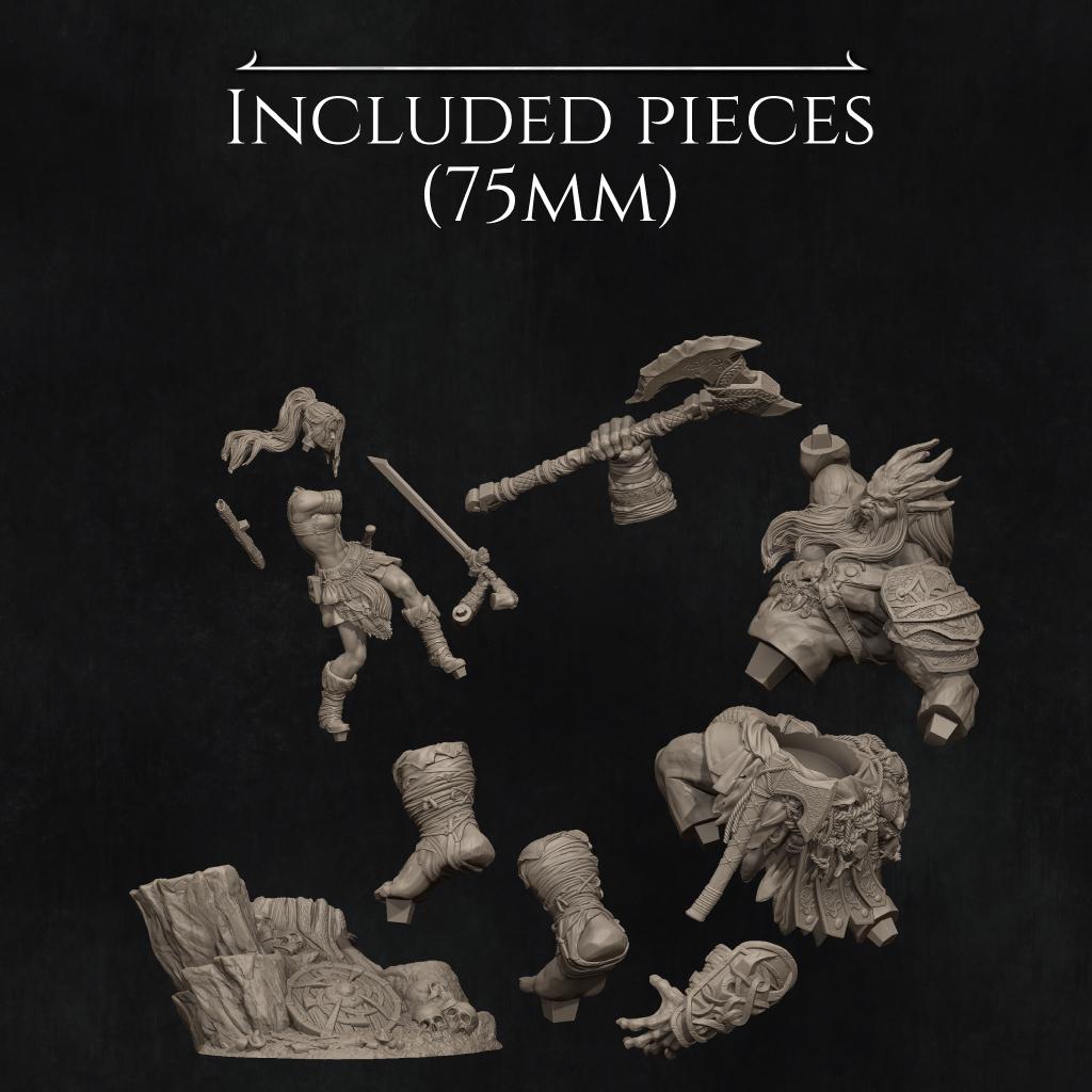 Lia vs the Giant | Fantasy Collectible Resin Diorama | by Nerikson