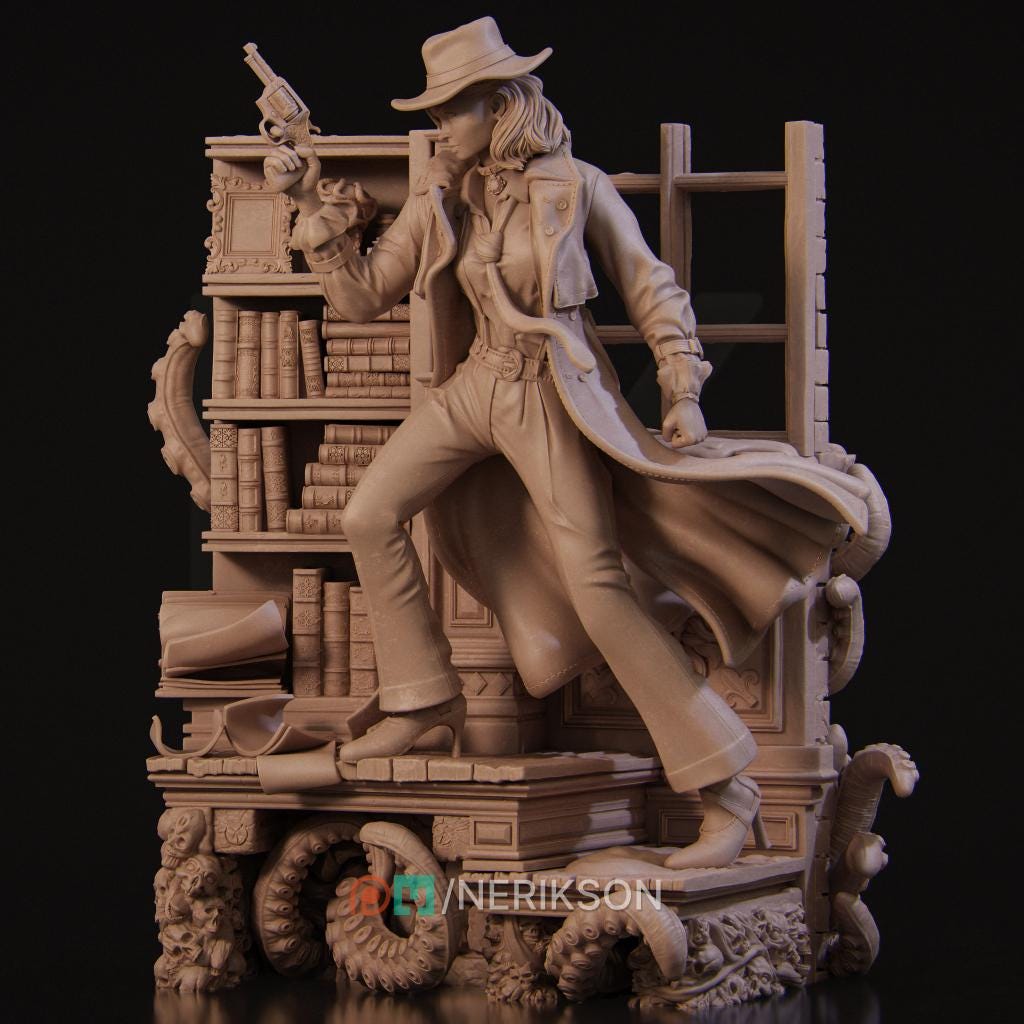 Laura the Detective Diorama| Noir Lovecraftian Collectible Resin Diorama | by Nerikson