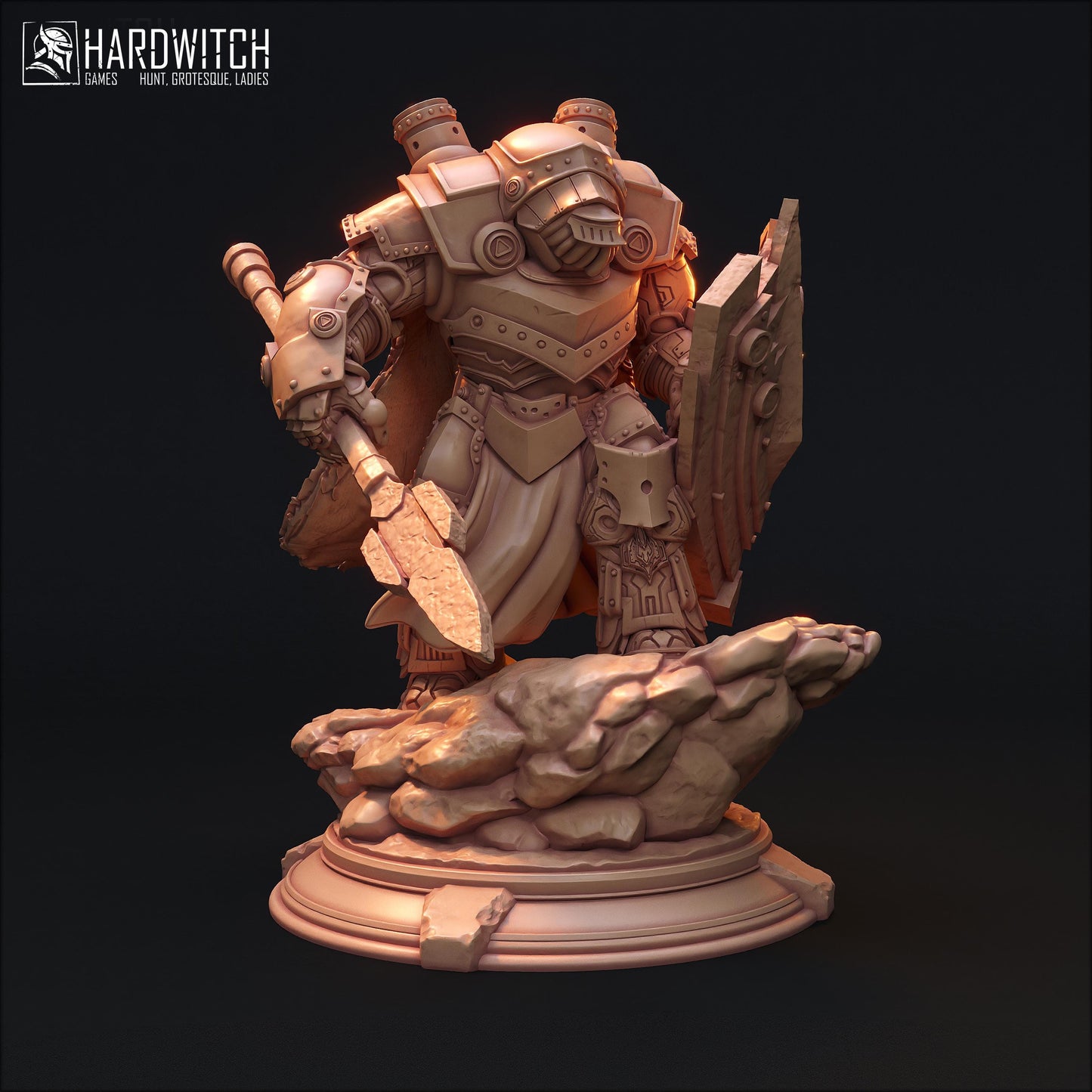 Falguron Centurion | DnD Sci-fi Fantasy Warforged Paladin Knight Miniature | 32mm / 75mm | by Hardwitch Games