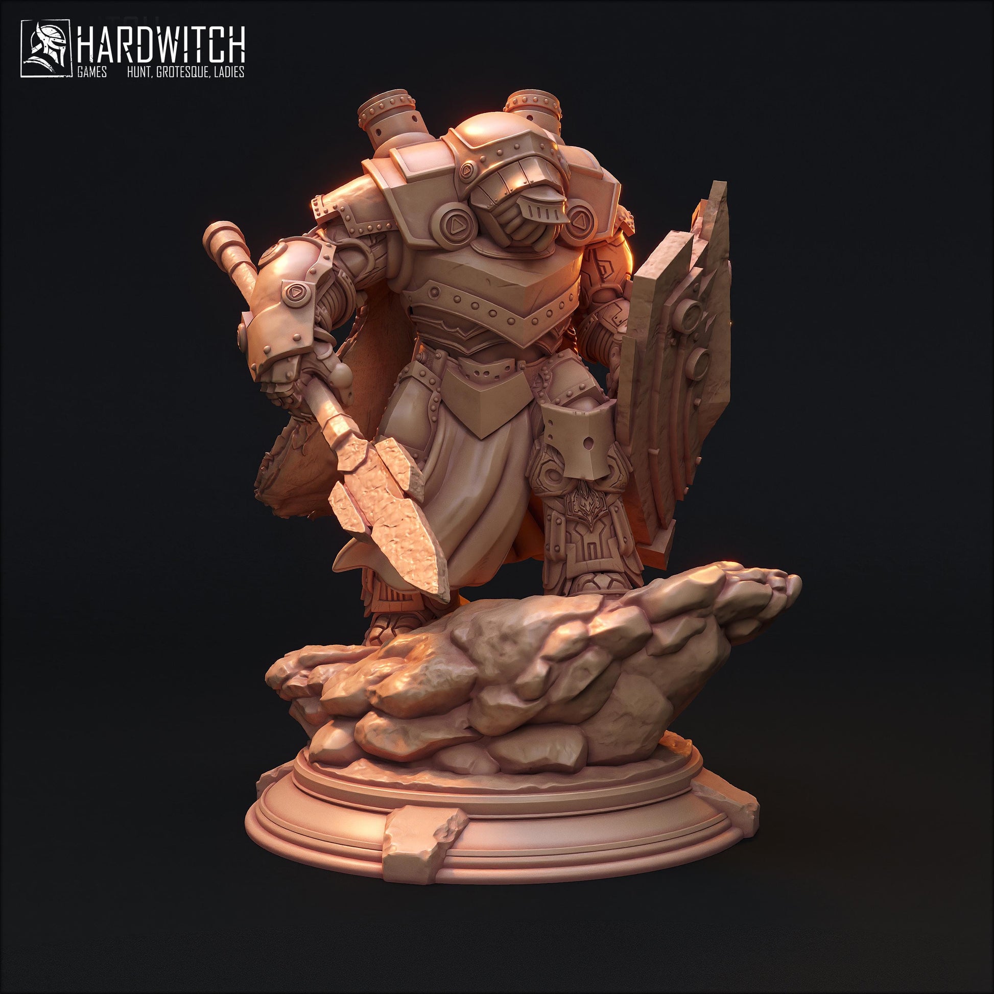 Falguron Centurion | DnD Sci-fi Fantasy Warforged Paladin Knight Miniature | 32mm / 75mm | by Hardwitch Games