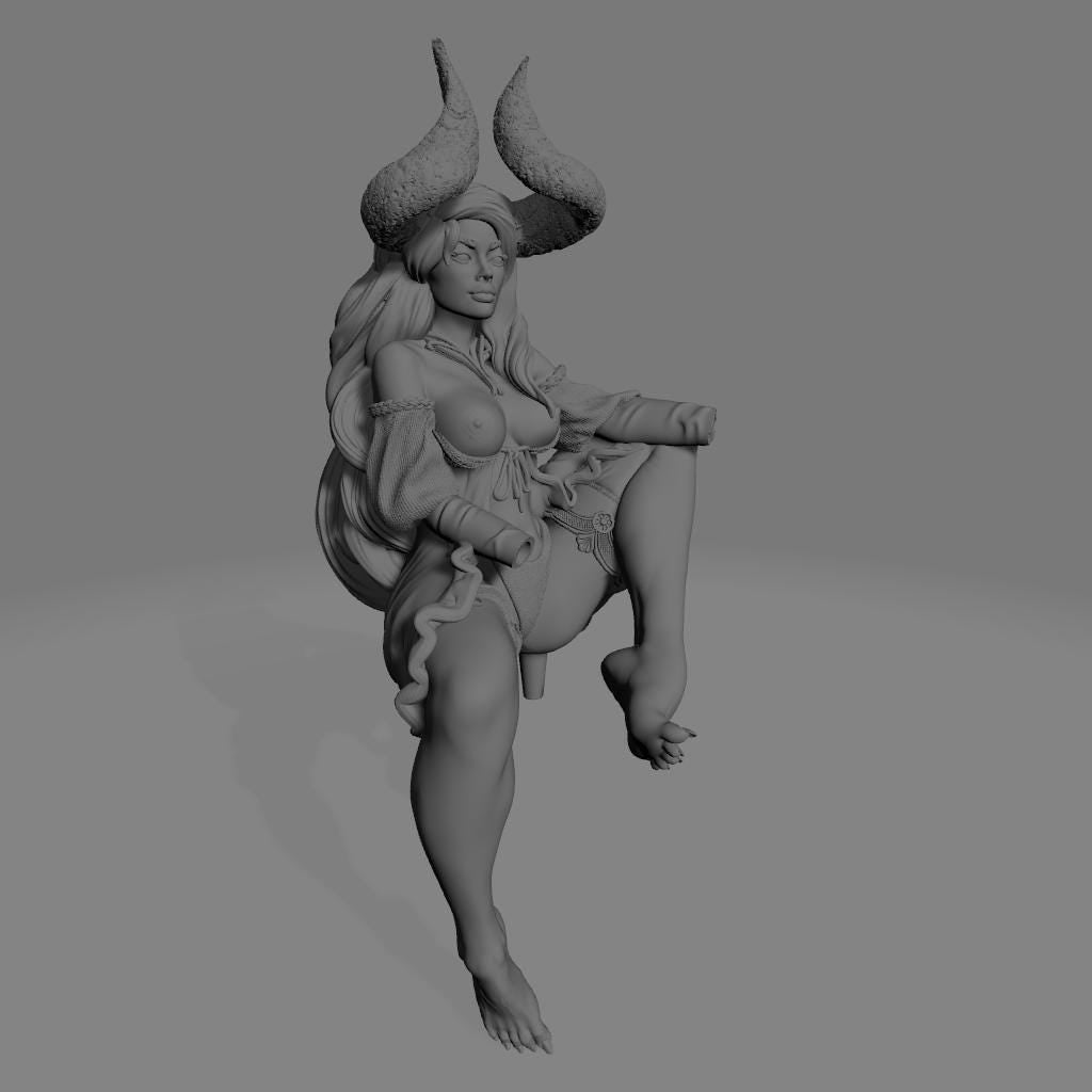 Fortada Astra | DnD Female Fantasy Demon Pin Up collectible Miniature | 32mm / 75mm | by Hardwitch Games