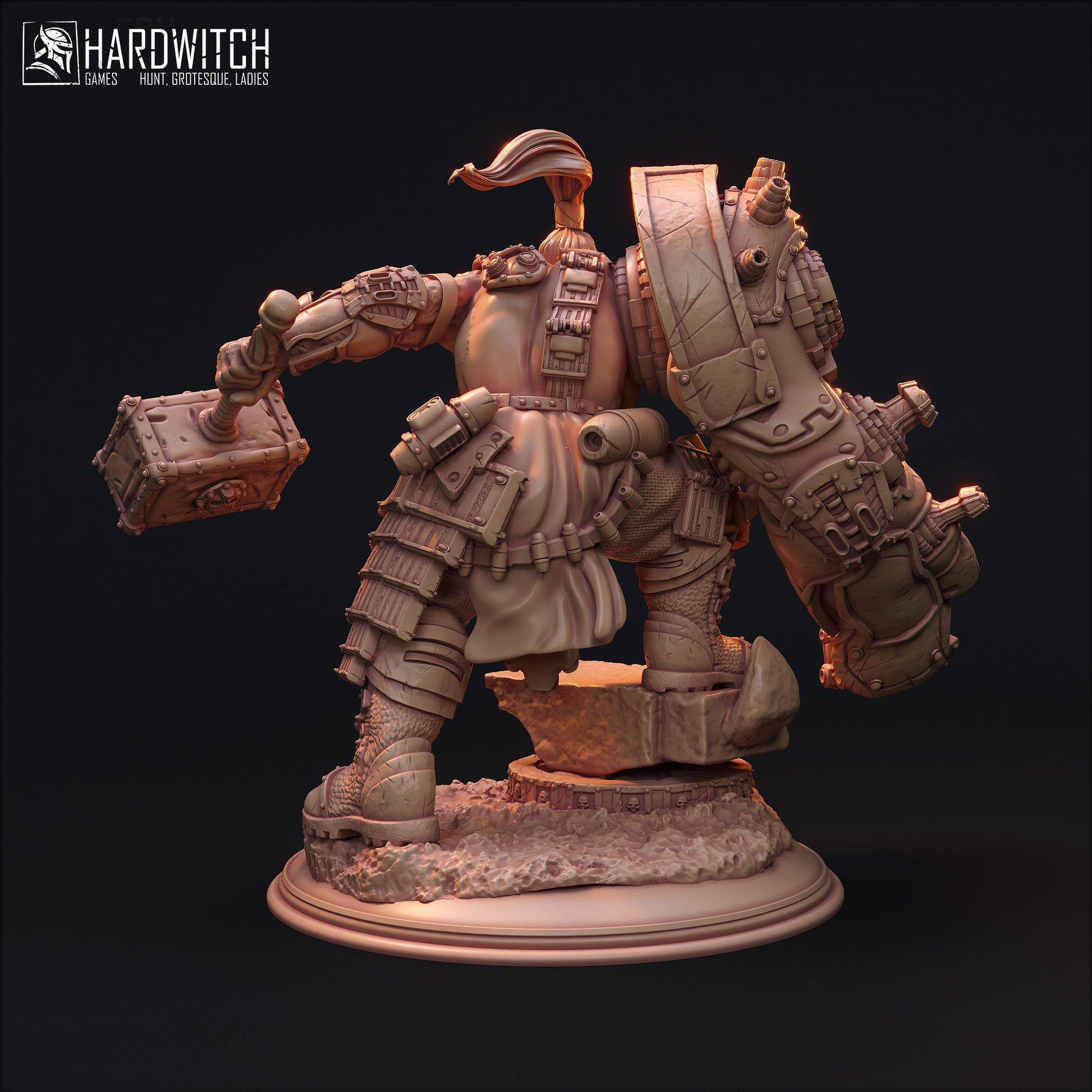 Grukk Metaleater | DnD Fantasy Ork Artificer Berserker Miniature | 32mm / 75mm | by Hardwitch Games