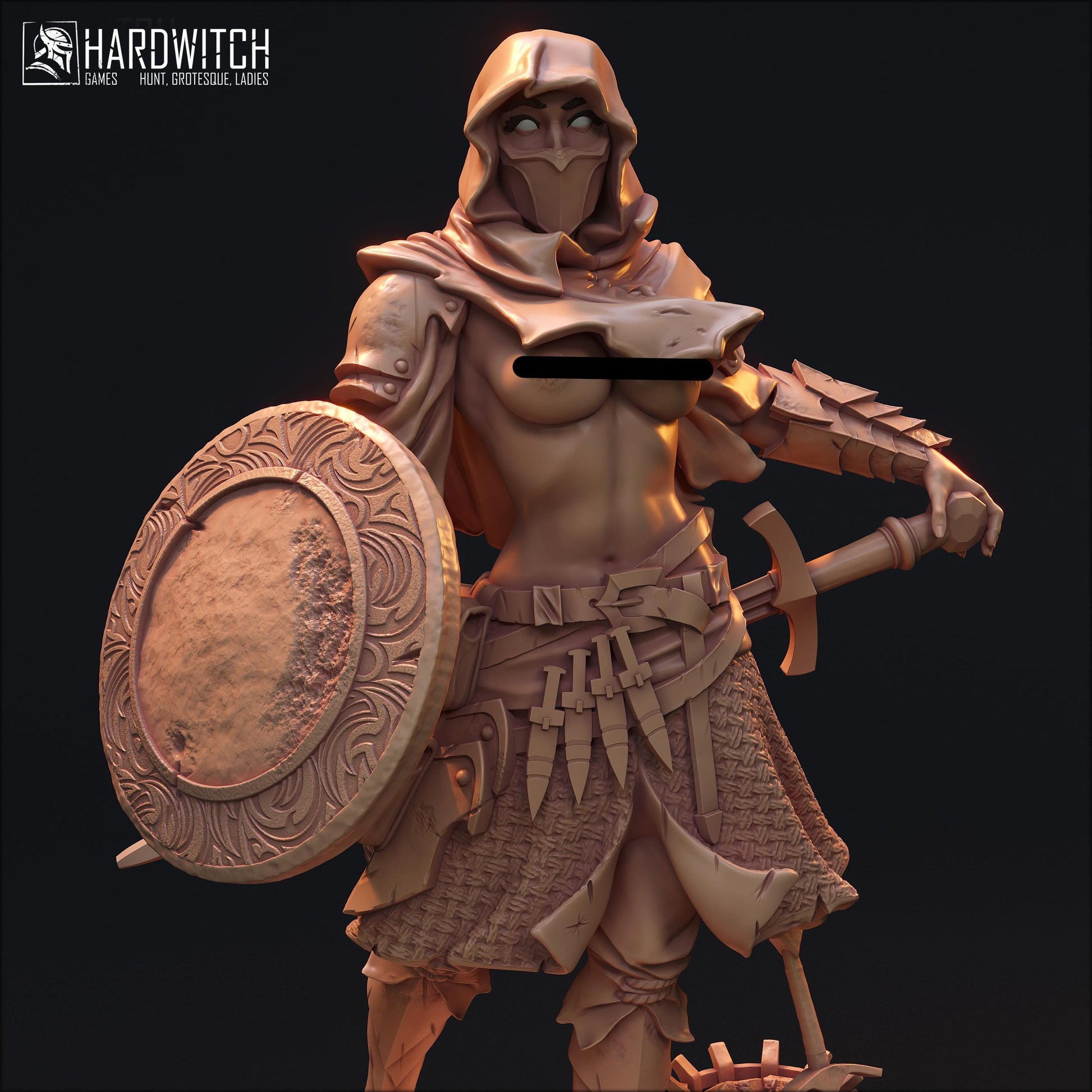 Haffad Sodilad | DnD Female Fantasy Fighter Warrior Pin Up collectible Miniature | 32mm / 75mm | by Hardwitch Games