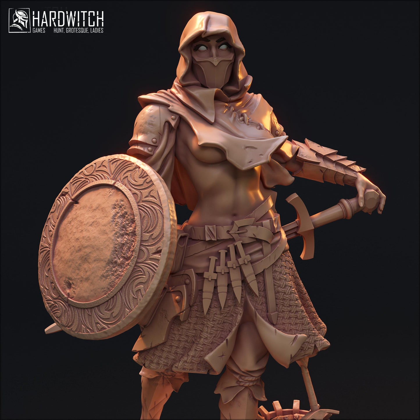 Haffad Sodilad | DnD Female Fantasy Fighter Warrior Pin Up collectible Miniature | 32mm / 75mm | by Hardwitch Games