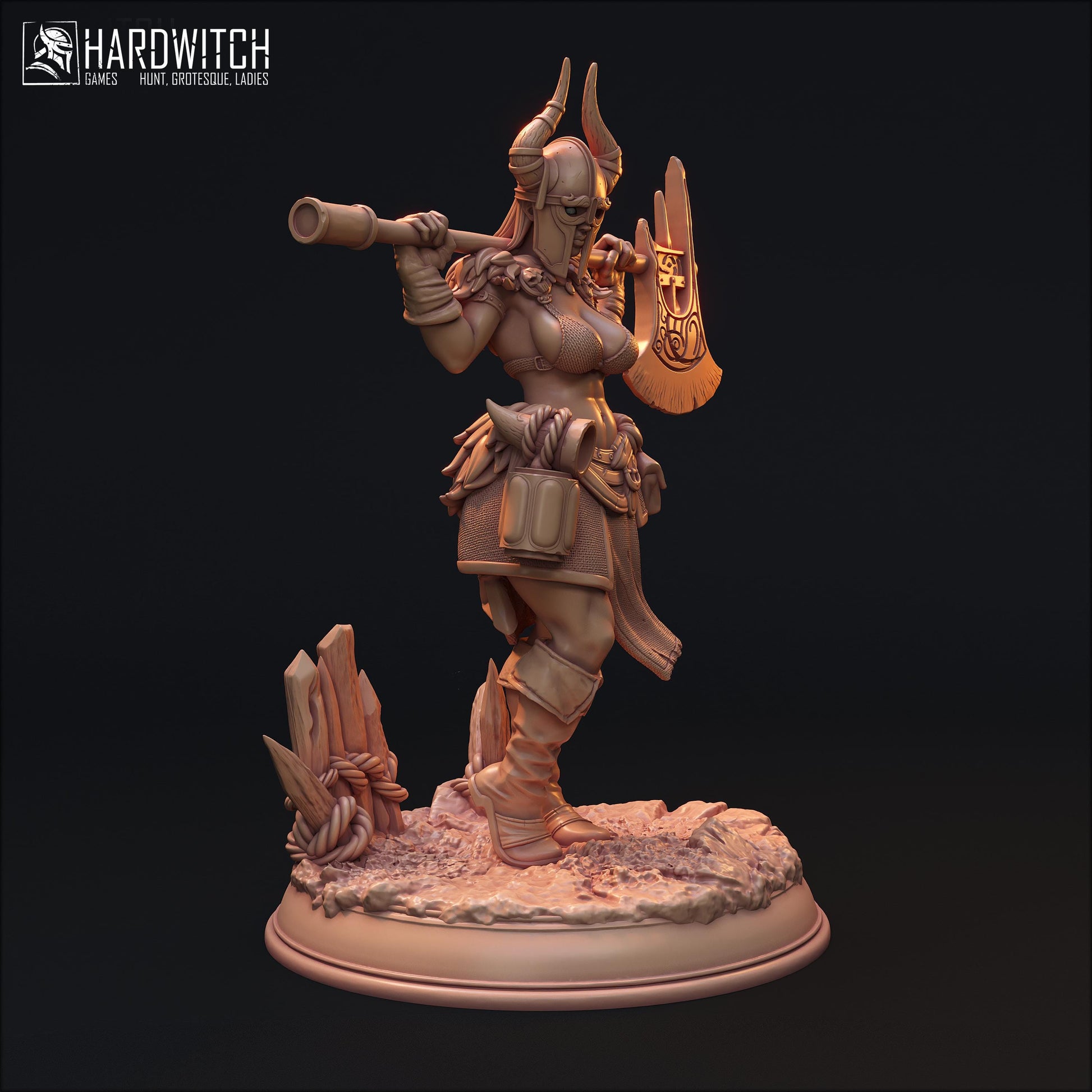 Linda Sabard | DnD Female Fantasy Fighter Berserker Gladiator Pin Up collectible Miniature | 32mm / 75mm | by Hardwitch Games