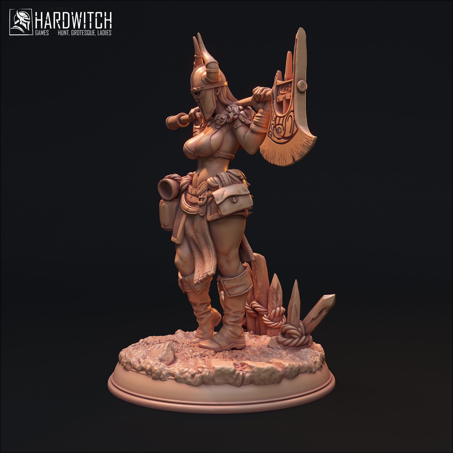 Linda Sabard | DnD Female Fantasy Fighter Berserker Gladiator Pin Up collectible Miniature | 32mm / 75mm | by Hardwitch Games