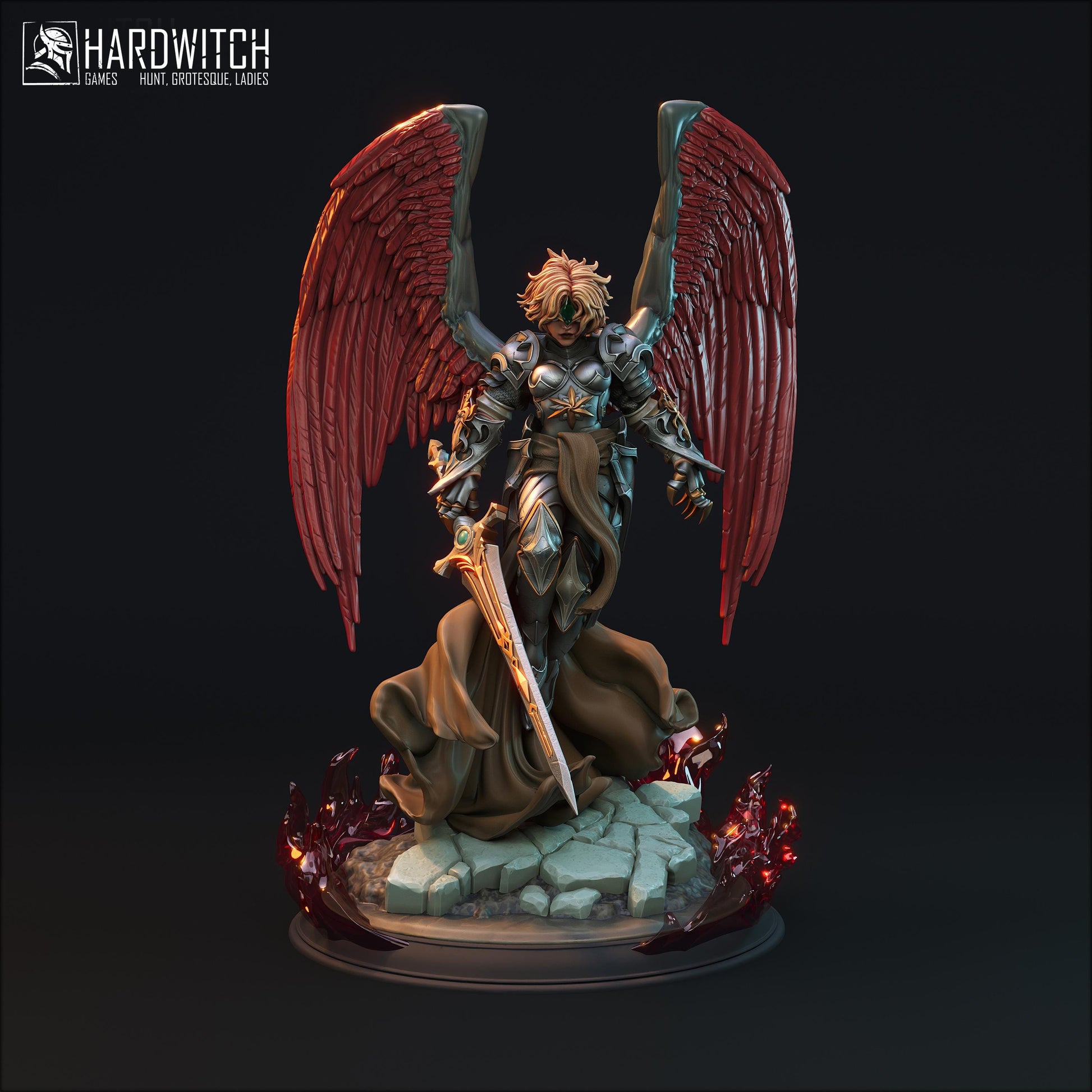 Alafuriel Minos | DnD Female Fantasy Angel Knight Pin Up collectible Miniature | 32mm / 75mm | by Hardwitch Games