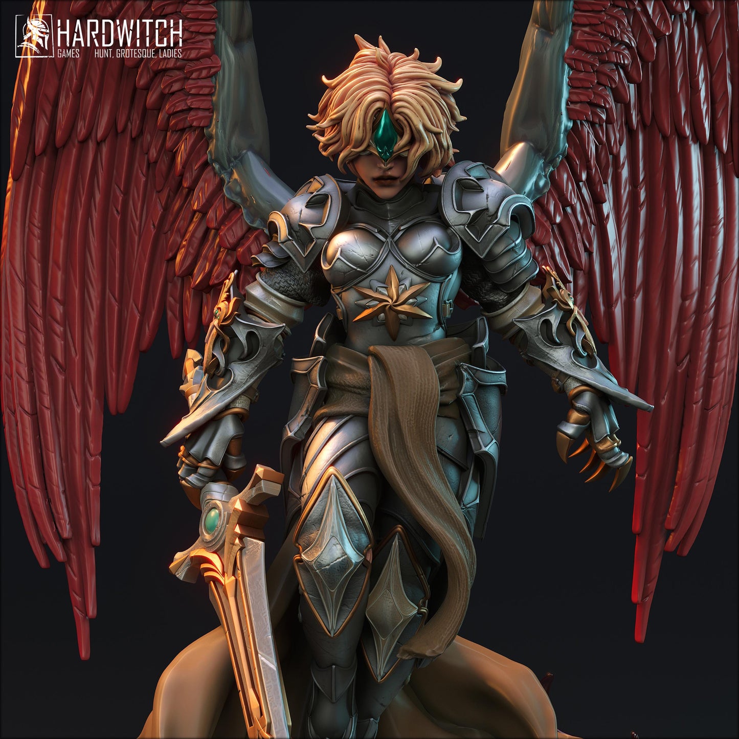 Alafuriel Minos | DnD Female Fantasy Angel Knight Pin Up collectible Miniature | 32mm / 75mm | by Hardwitch Games