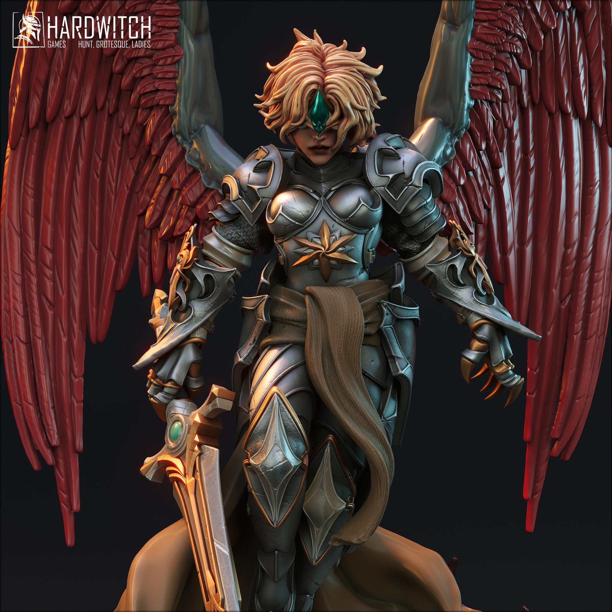 Alafuriel Minos | DnD Female Fantasy Angel Knight Pin Up collectible Miniature | 32mm / 75mm | by Hardwitch Games