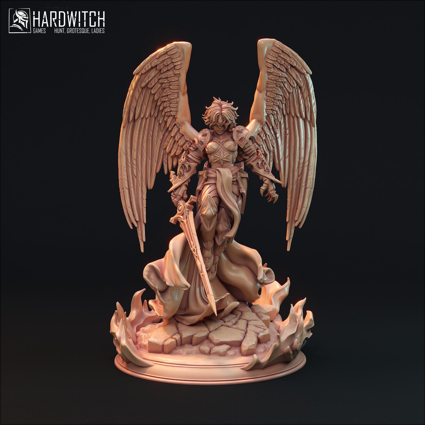 Alafuriel Minos | DnD Female Fantasy Angel Knight Pin Up collectible Miniature | 32mm / 75mm | by Hardwitch Games