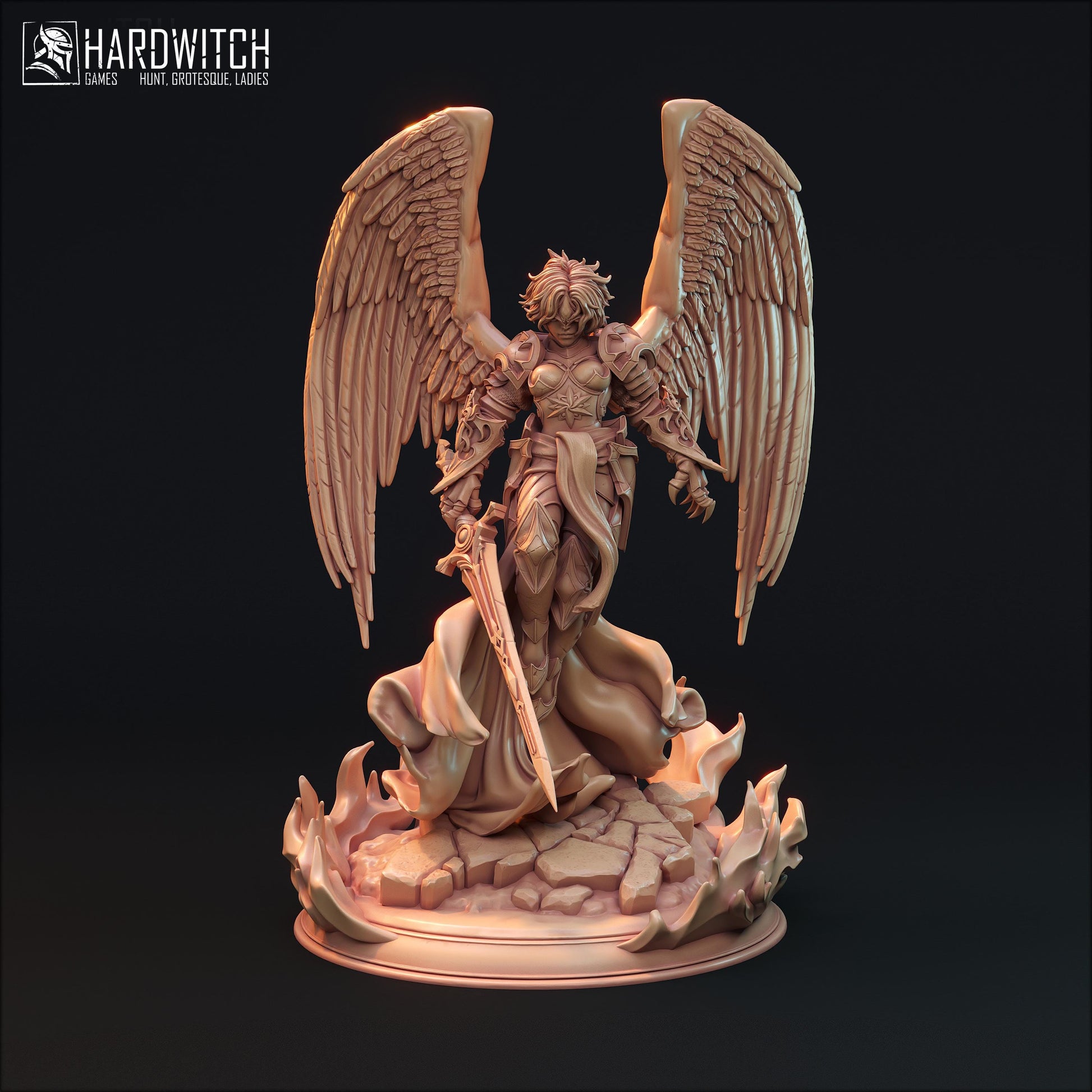 Alafuriel Minos | DnD Female Fantasy Angel Knight Pin Up collectible Miniature | 32mm / 75mm | by Hardwitch Games