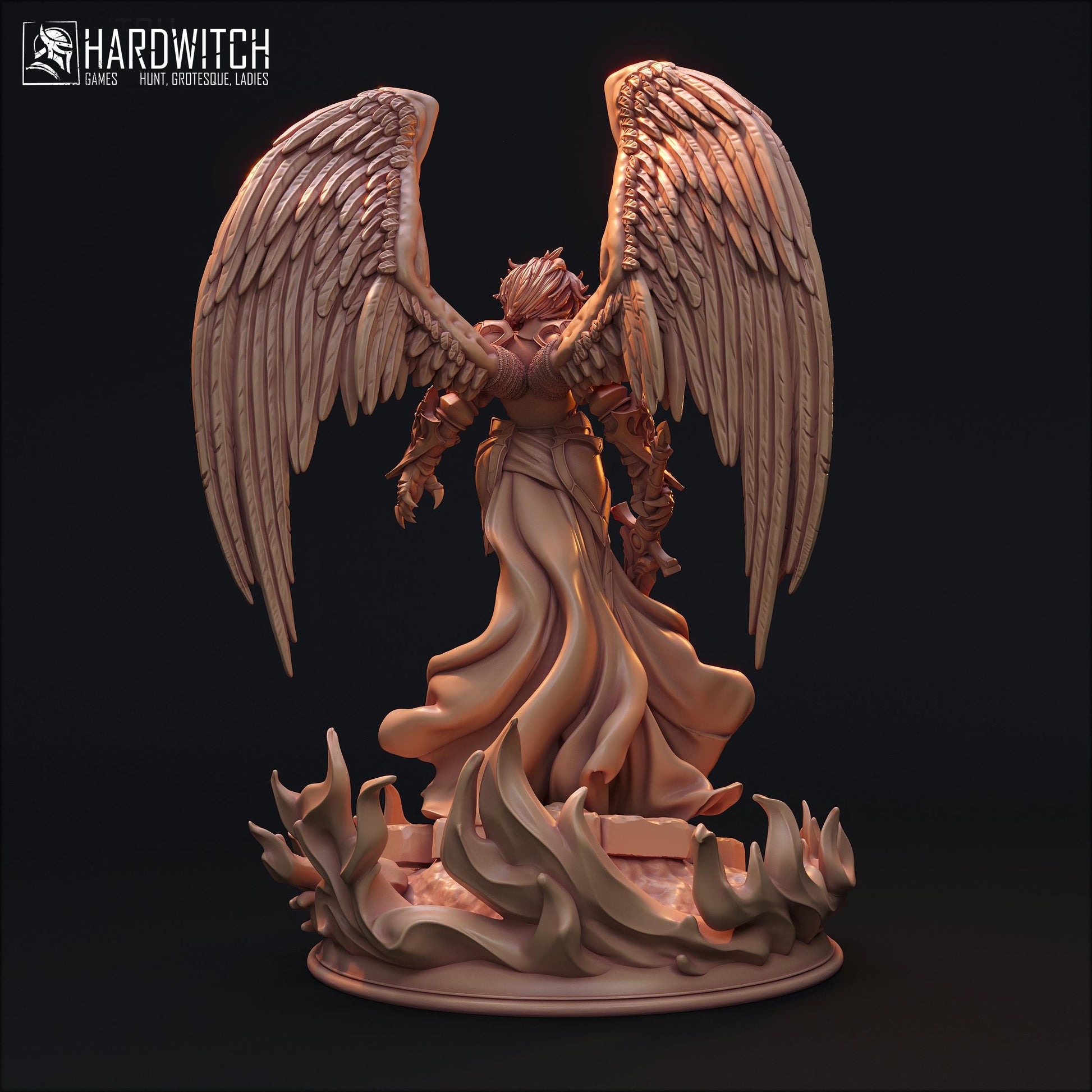 Alafuriel Minos | DnD Female Fantasy Angel Knight Pin Up collectible Miniature | 32mm / 75mm | by Hardwitch Games