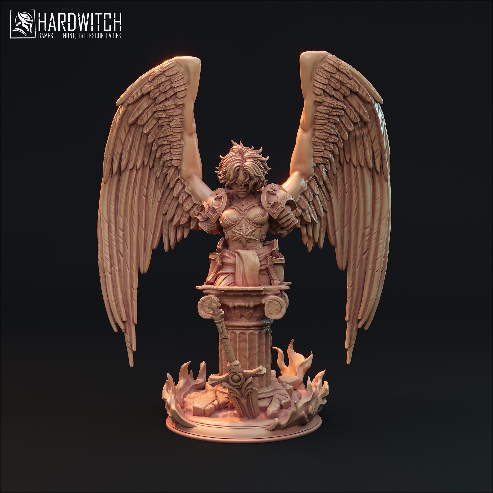 Alafuriel Minos Bust | DnD Female Fantasy Angel Knight Pin Up collectible Miniature | 32mm / 75mm | by Hardwitch Games