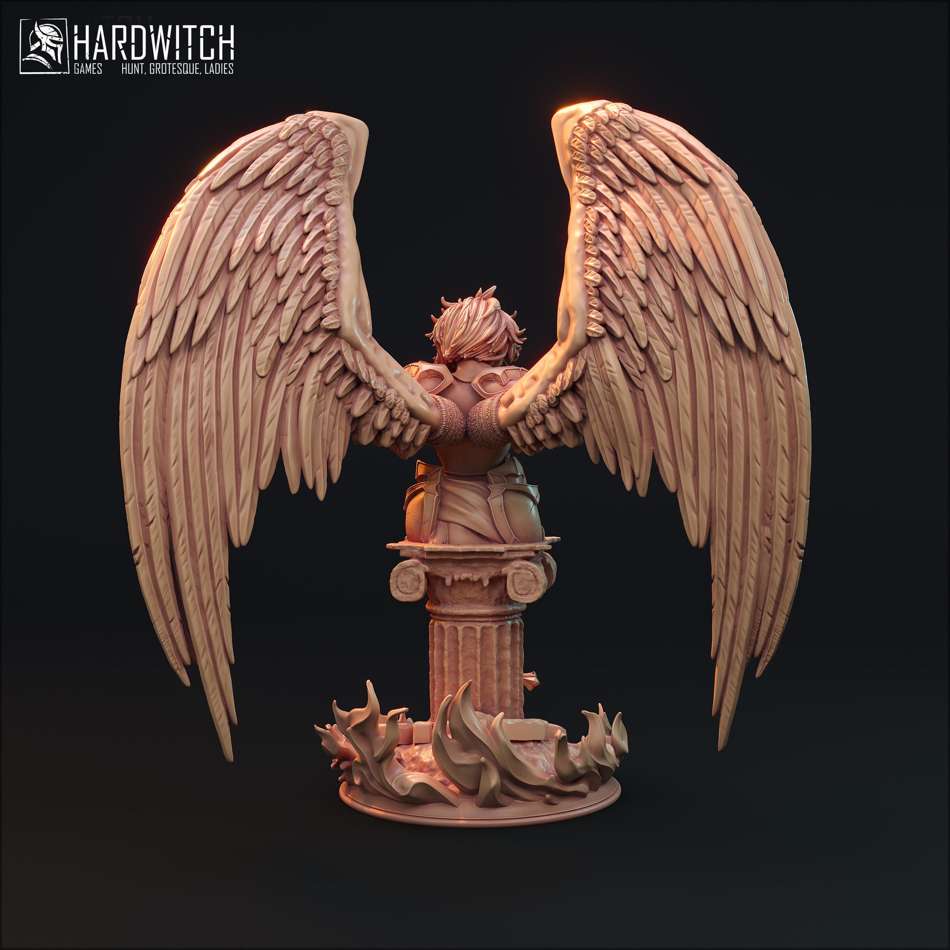 Alafuriel Minos Bust | DnD Female Fantasy Angel Knight Pin Up collectible Miniature | 32mm / 75mm | by Hardwitch Games