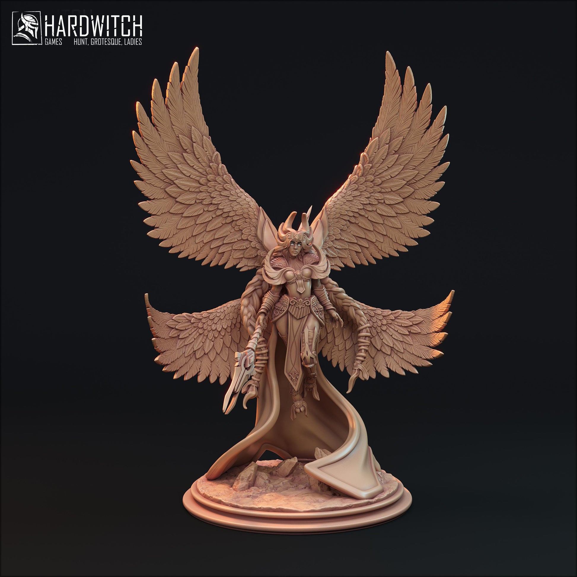 Farah Doddar | DnD Female Fantasy Angel Knight Paladin Pin Up collectible Miniature | 32mm / 75mm | by Hardwitch Games