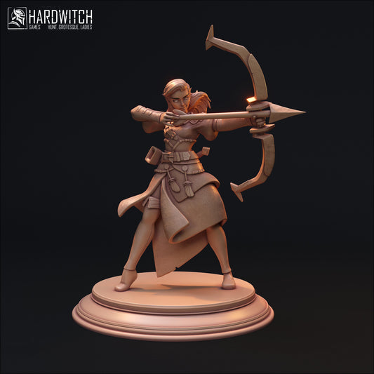 Trixx Barr | DnD Fantasy Human Archer Miniature | 32mm / 75mm | by Hardwitch Games