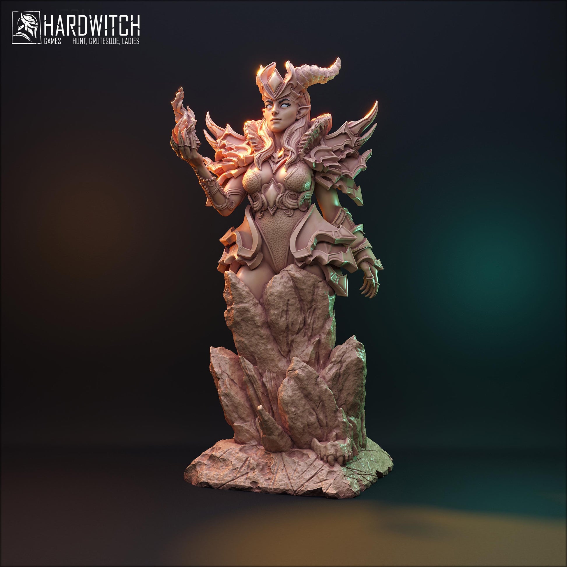 Sardora Vanthim Bust | DnD Female Fantasy Demon Wizard collectible Miniature | 32mm / 75mm | by Hardwitch Games