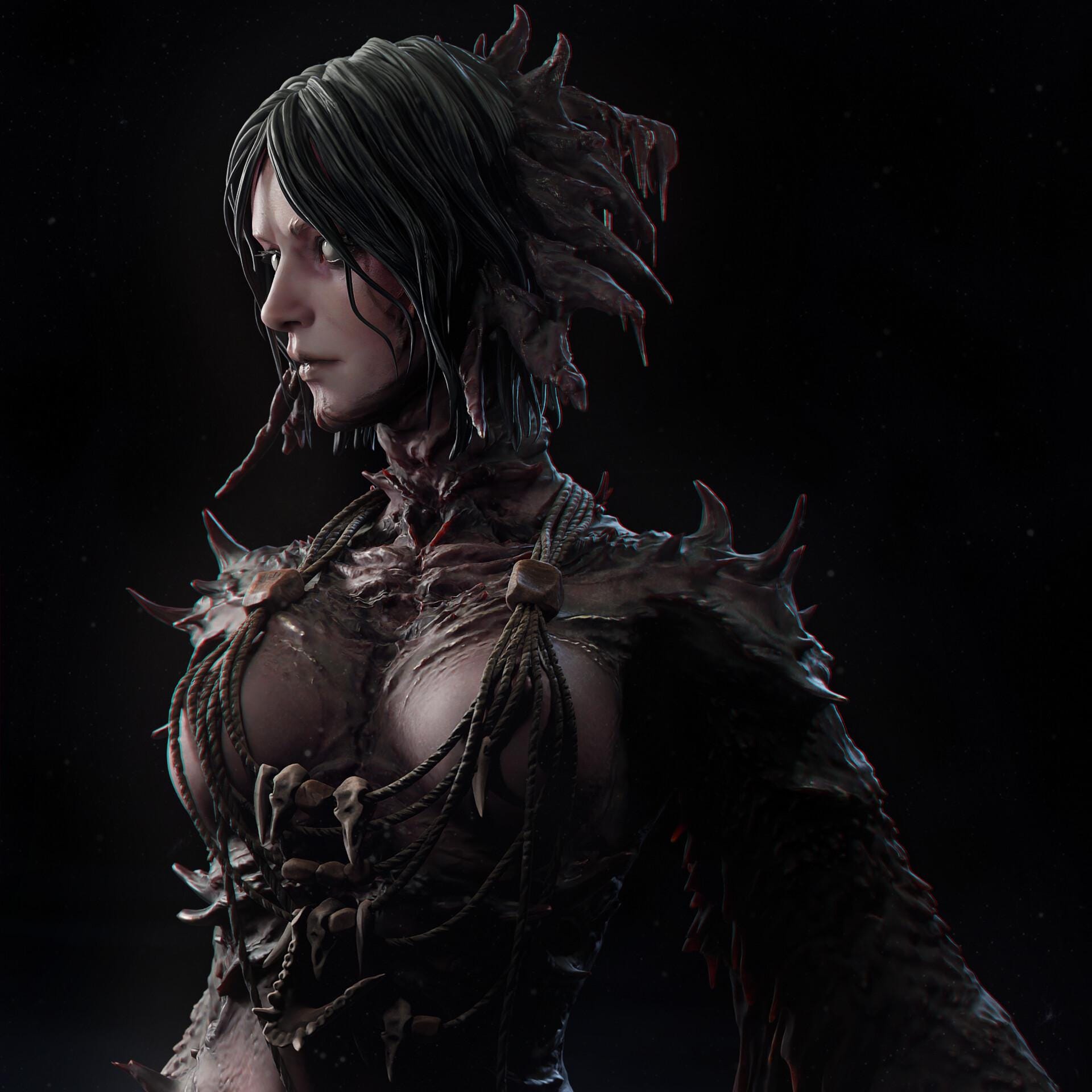 Harpy Bust | Female Demon Monster Girl Collectible Miniature Statue | by Arxila