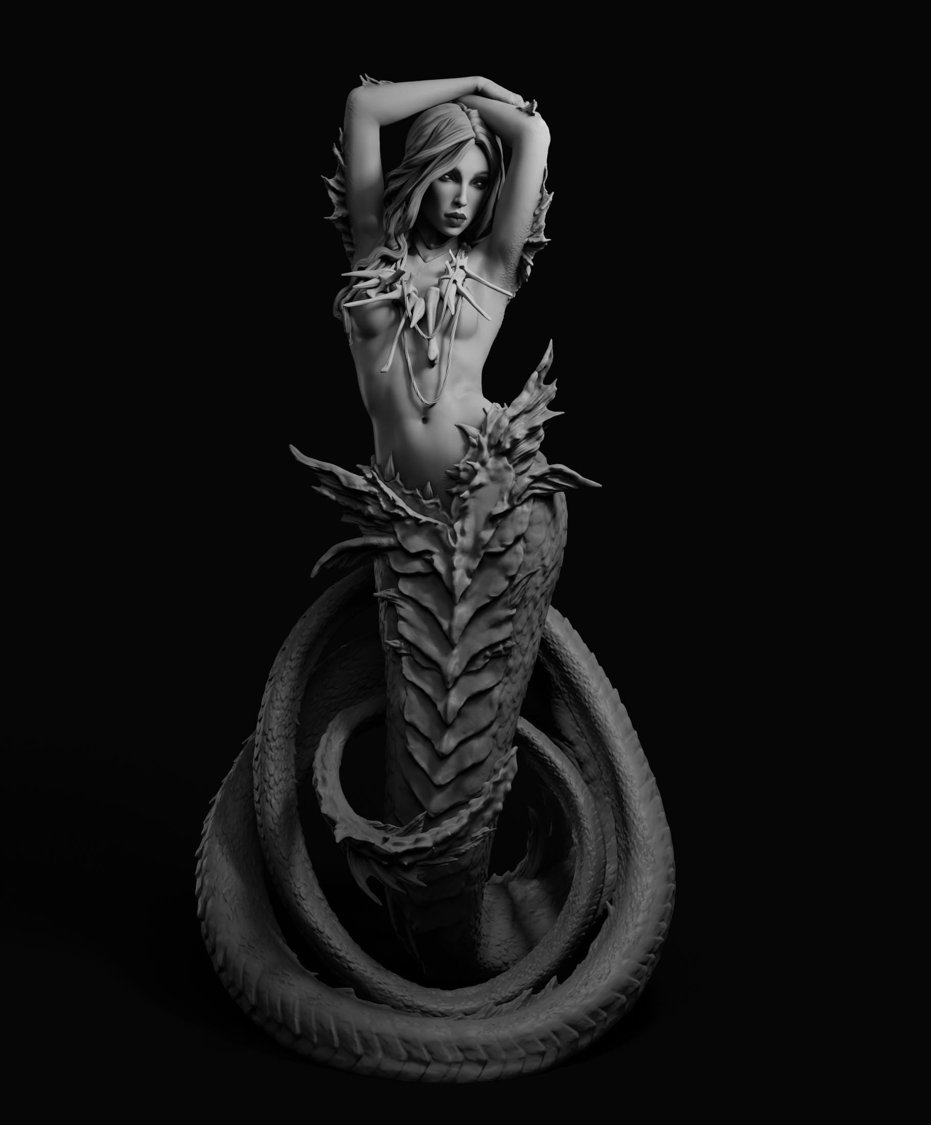 Naga | Female Mermaid Scylla Monster Girl Collectible Miniature Statue | by Arxila