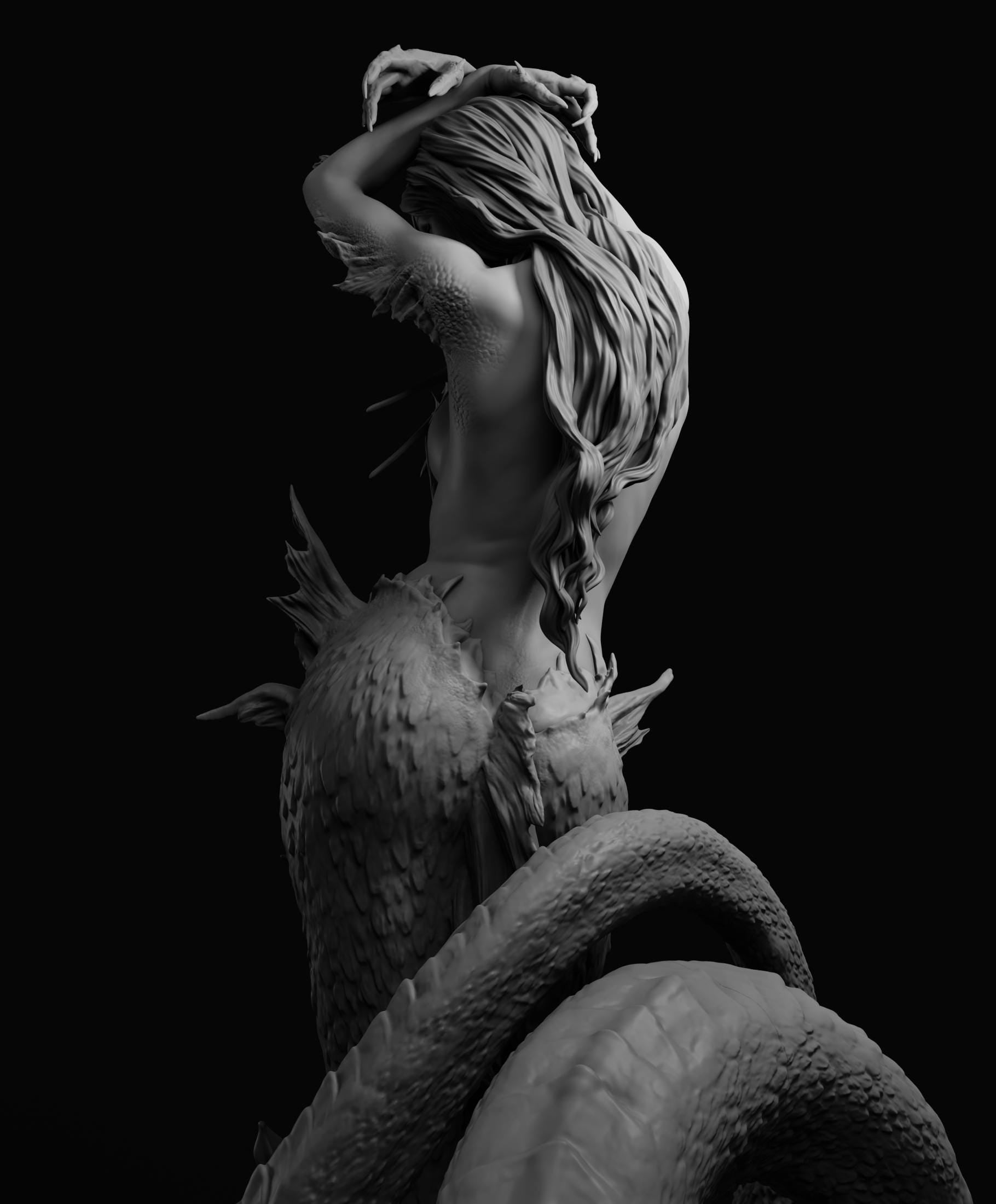 Naga | Female Mermaid Scylla Monster Girl Collectible Miniature Statue | by Arxila