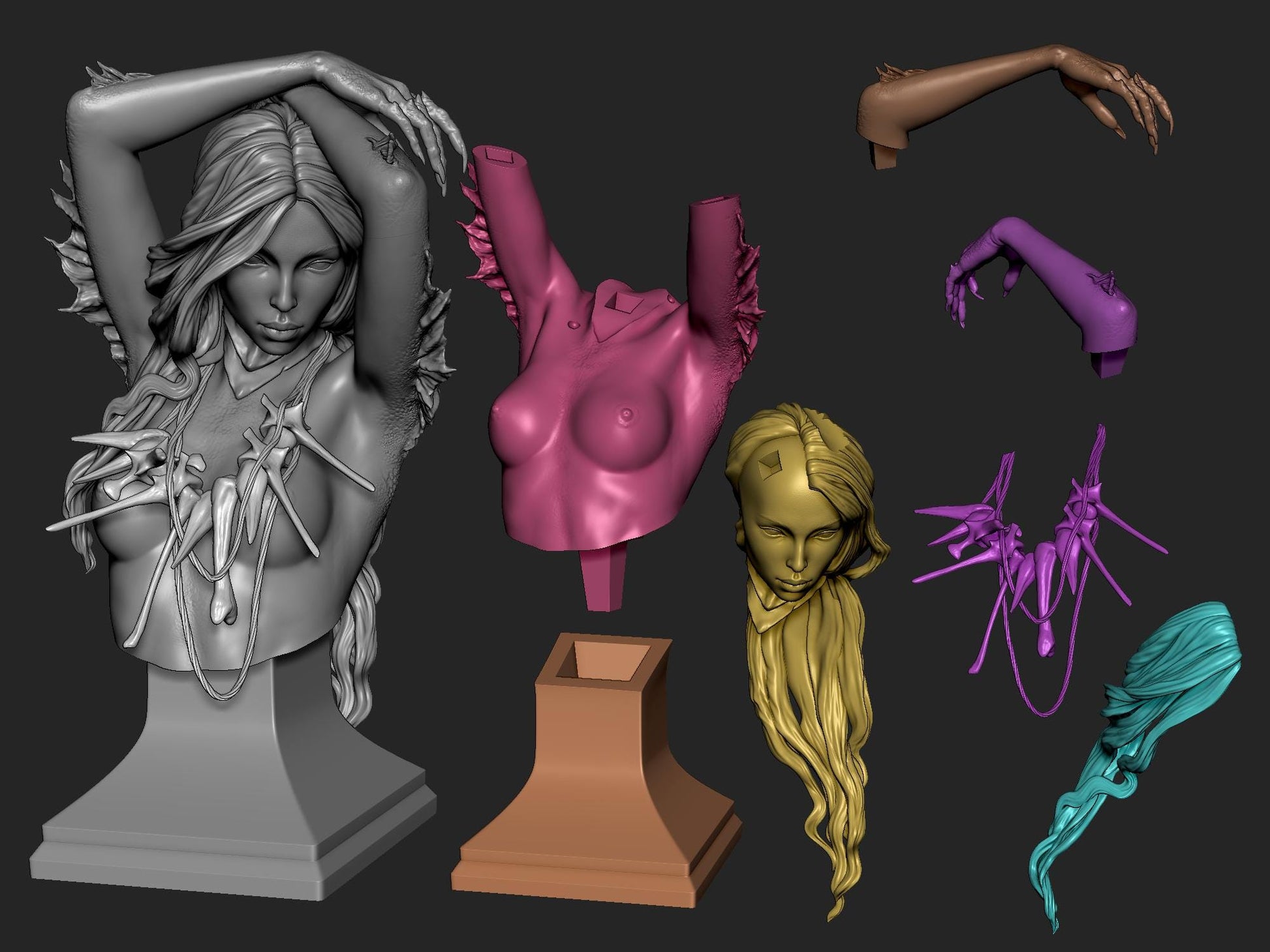 Naga | Female Mermaid Scylla Monster Girl Collectible Miniature Statue | by Arxila