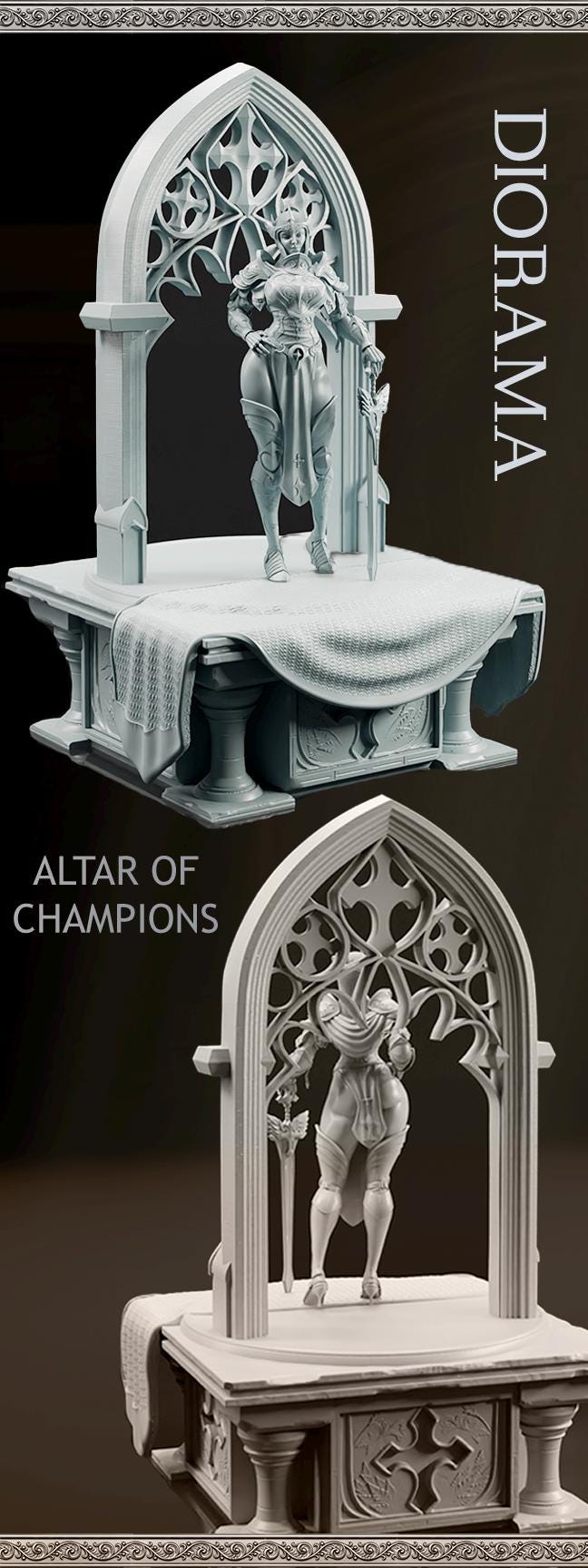 Aurelia, the Templar Queen | DnD Female Human Paladin Knight Collectible Tabletop Miniature statue | 40mm / 75mm | by Goomer