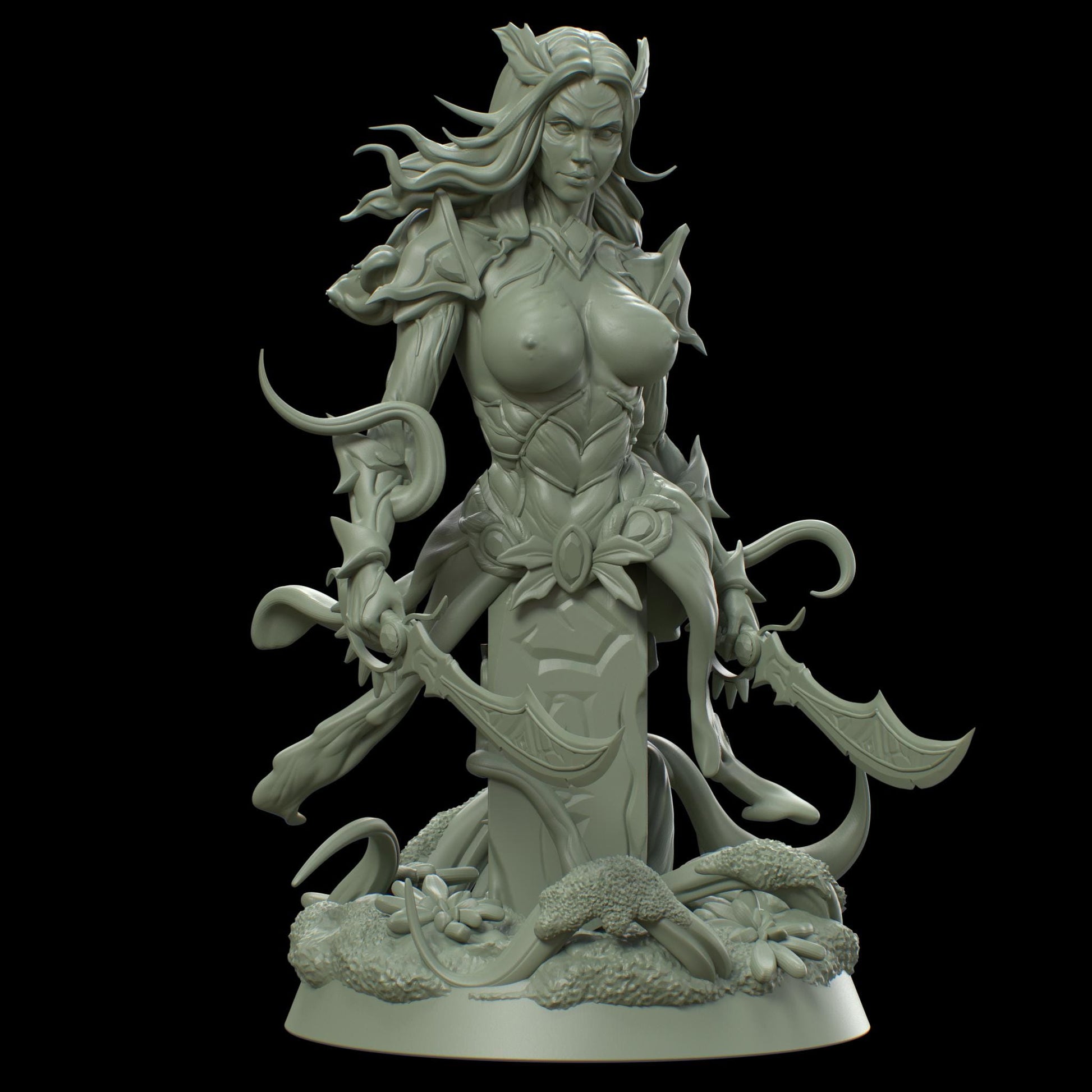 Verdalith | DnD Female Dryad Hamadryad Druid Rogue Collectible Tabletop Pinup Miniature | 40mm / 75mm | by Hold My Miniatures