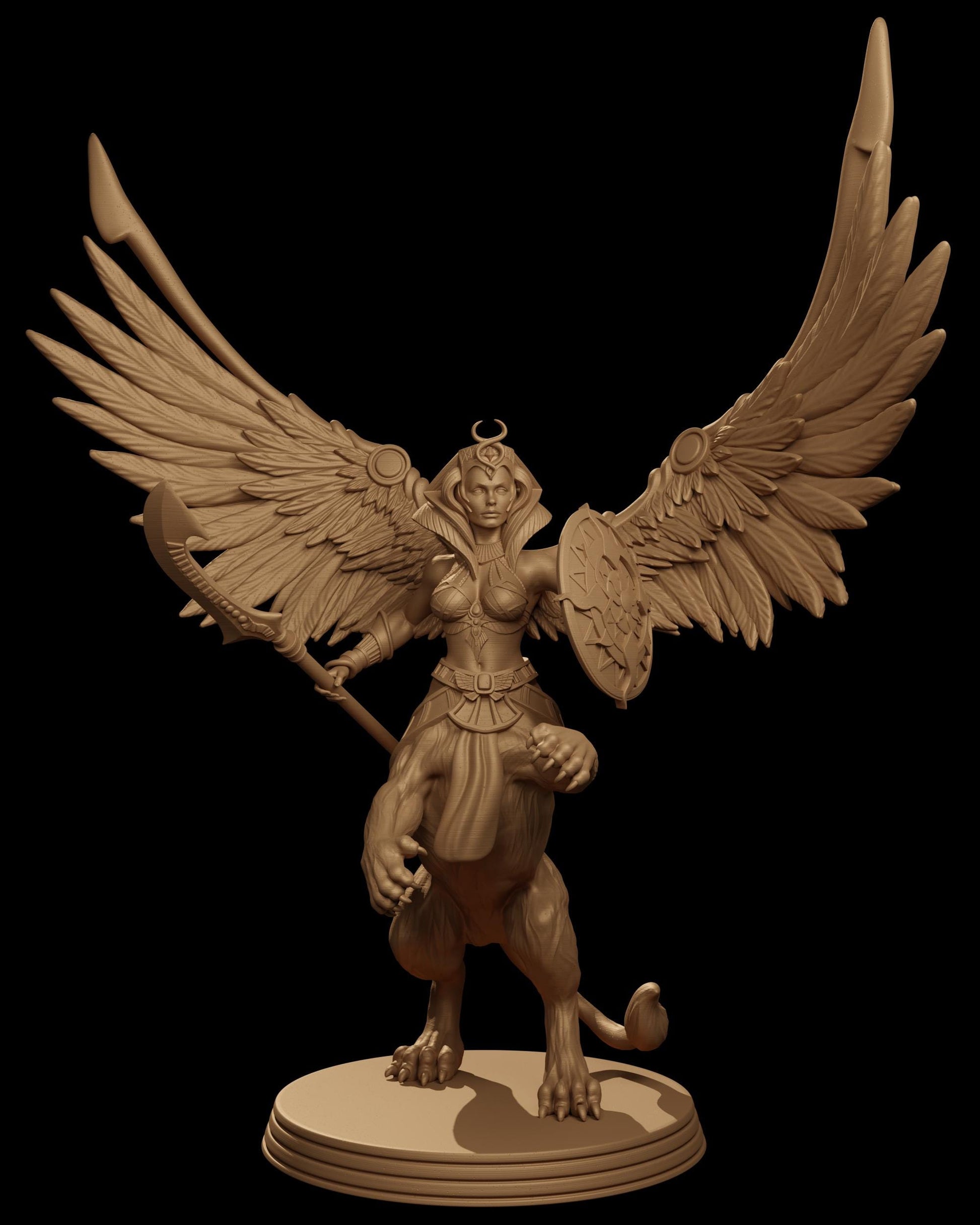 Nefareen, the Sphinx Warrior | DnD Female Sphinx Fighter Egyptian Collectible Tabletop Miniature | 32mm / 75mm | by Jugglers Miniatures