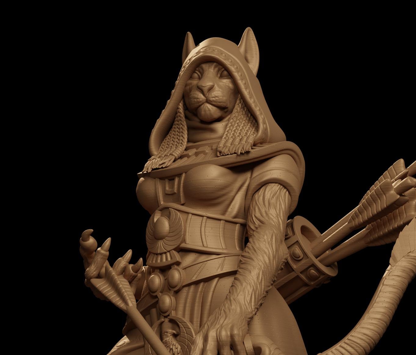 Zahia, the Tabaxi Archer | DnD Female Tabaxi Rogue Egyptian Collectible Tabletop Miniature | 32mm / 75mm | by Jugglers Miniatures