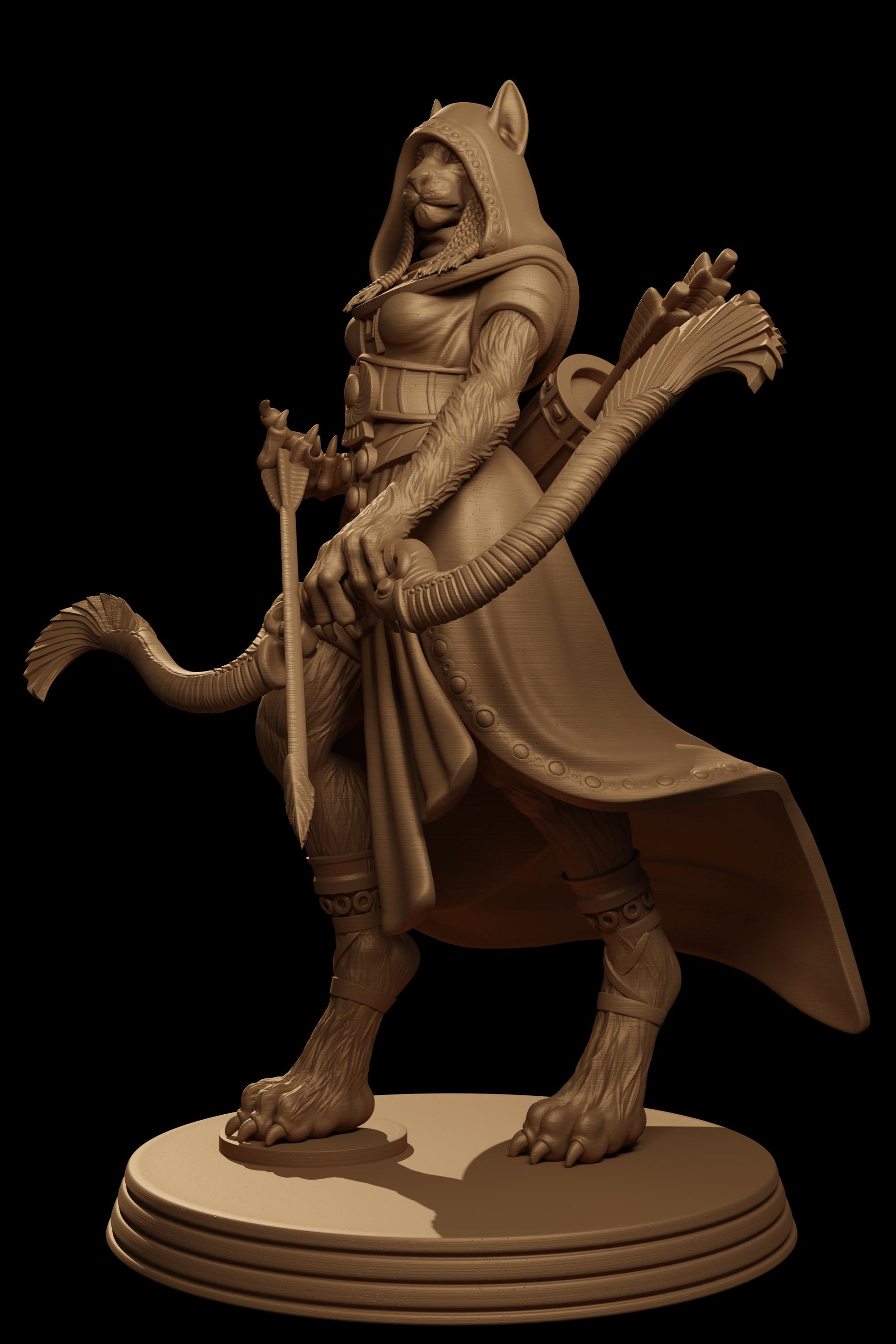 Zahia, the Tabaxi Archer | DnD Female Tabaxi Rogue Egyptian Collectible Tabletop Miniature | 32mm / 75mm | by Jugglers Miniatures