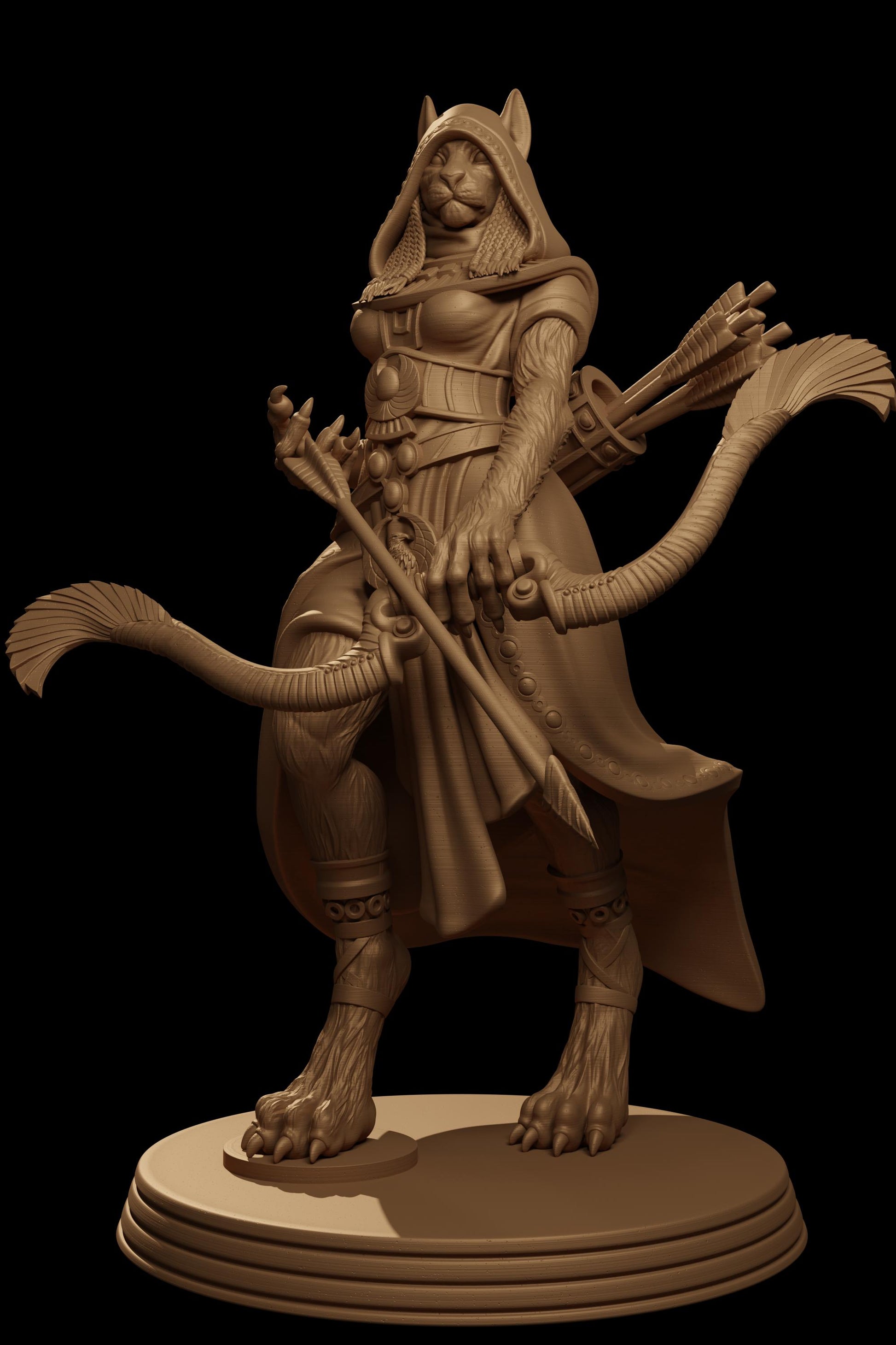Zahia, the Tabaxi Archer | DnD Female Tabaxi Rogue Egyptian Collectible Tabletop Miniature | 32mm / 75mm | by Jugglers Miniatures