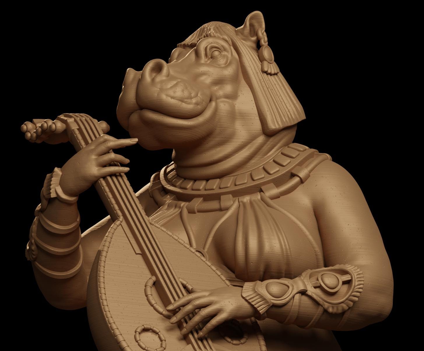 Rasha, the Tawaret Bard | DnD Female Hippo Bard Dancer Egyptian Collectible Tabletop Miniature | 32mm / 75mm | by Jugglers Miniatures