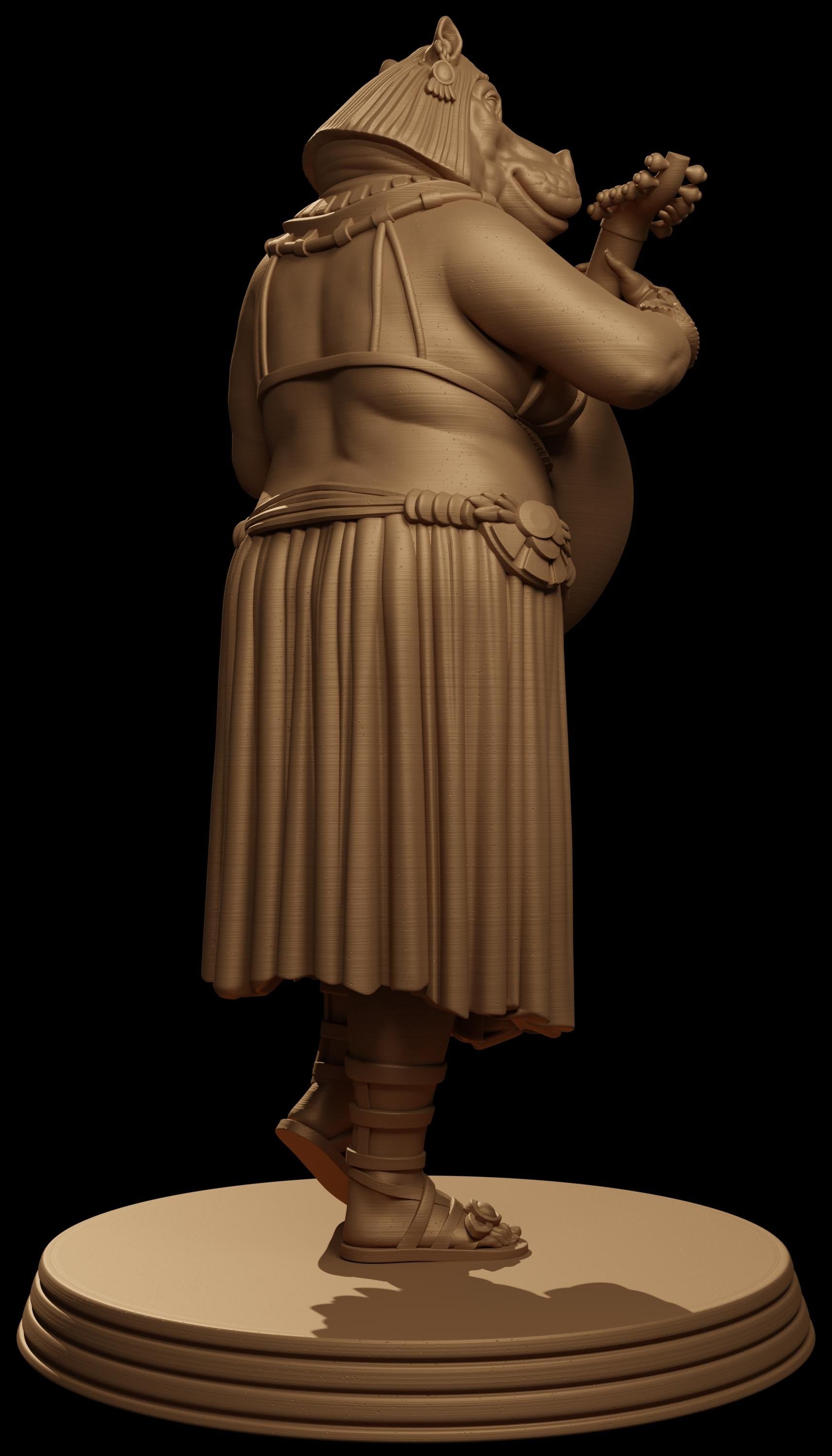 Rasha, the Tawaret Bard | DnD Female Hippo Bard Dancer Egyptian Collectible Tabletop Miniature | 32mm / 75mm | by Jugglers Miniatures