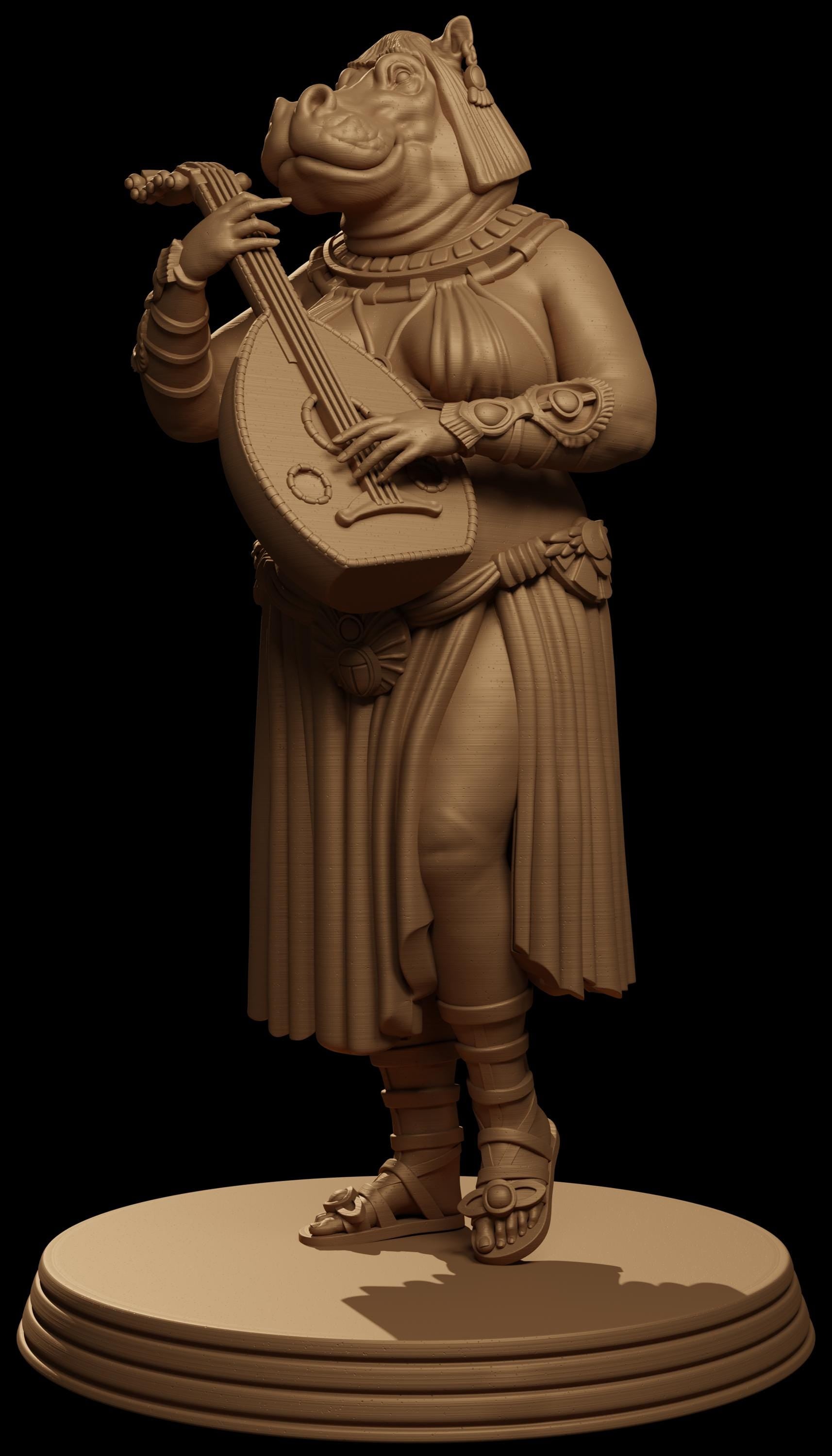 Rasha, the Tawaret Bard | DnD Female Hippo Bard Dancer Egyptian Collectible Tabletop Miniature | 32mm / 75mm | by Jugglers Miniatures