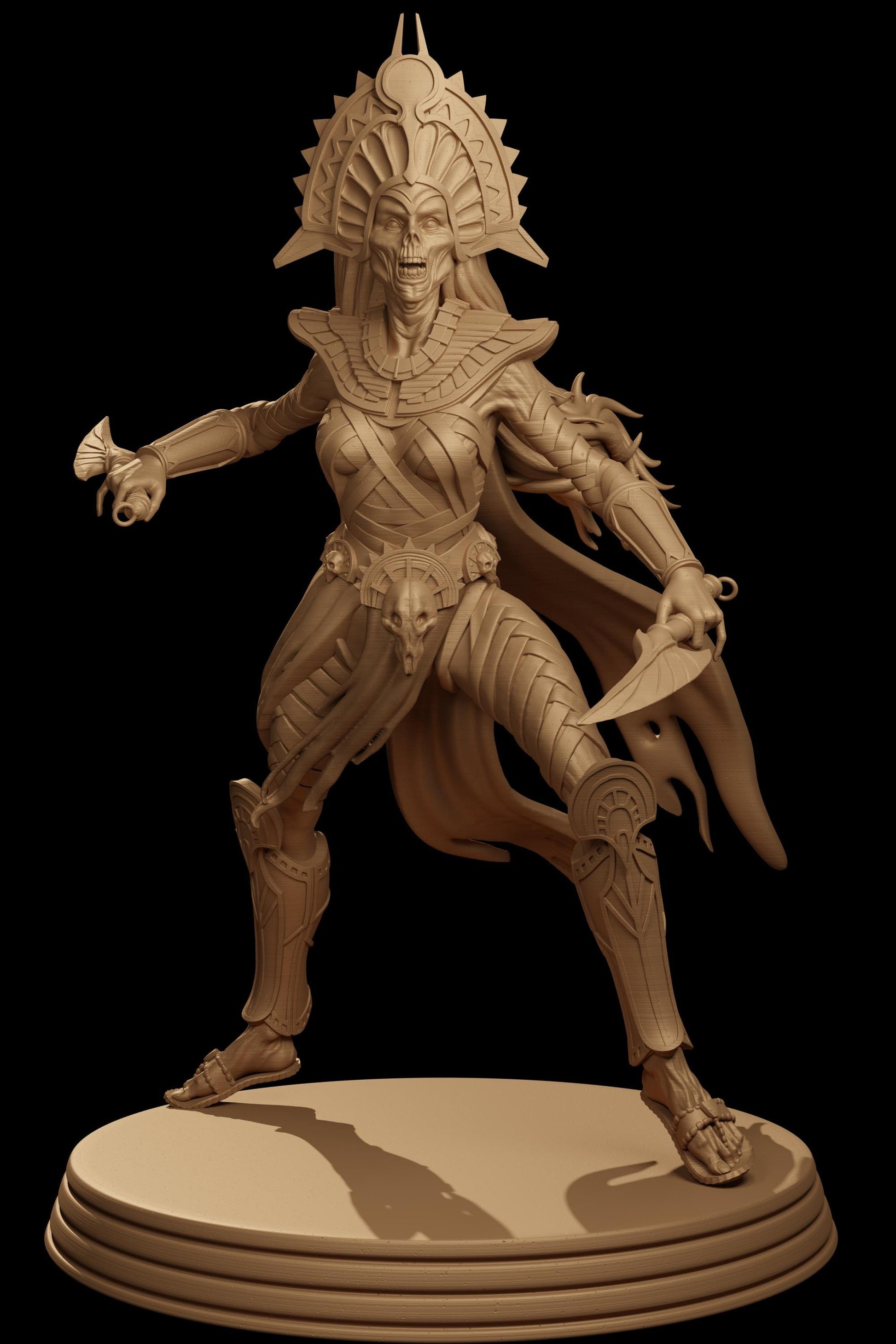 Zahnet, the Undead Queen | DnD Female Zombie Lich Warrior Egyptian Collectible Tabletop Miniature | 32mm / 75mm | by Jugglers Miniatures