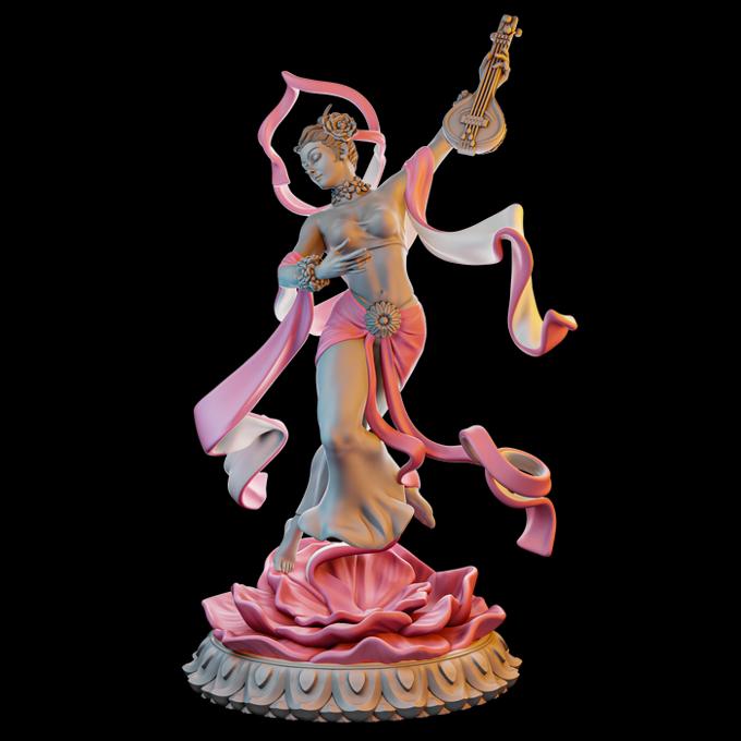 Urvashi | DnD Female Bard Dancer Collectible Tabletop Pinup Miniature | 32mm / 75mm | by Miniatures Cave