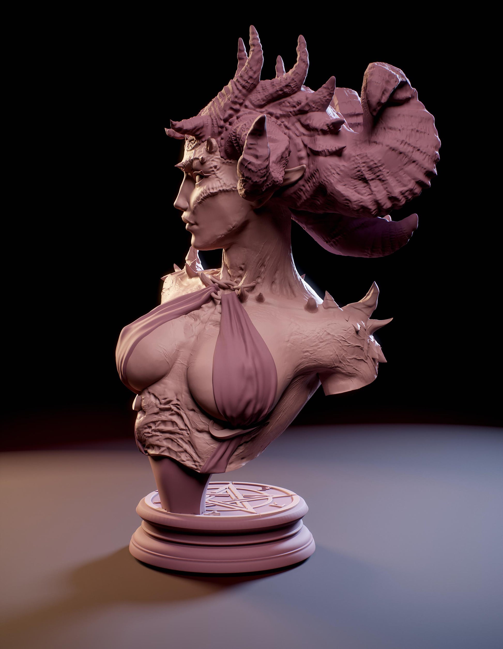 Mistress of the Inferno Bust | Collectibl Hobby Unpainted Resin Sculpture Statue Miniature | by Mini Dreams