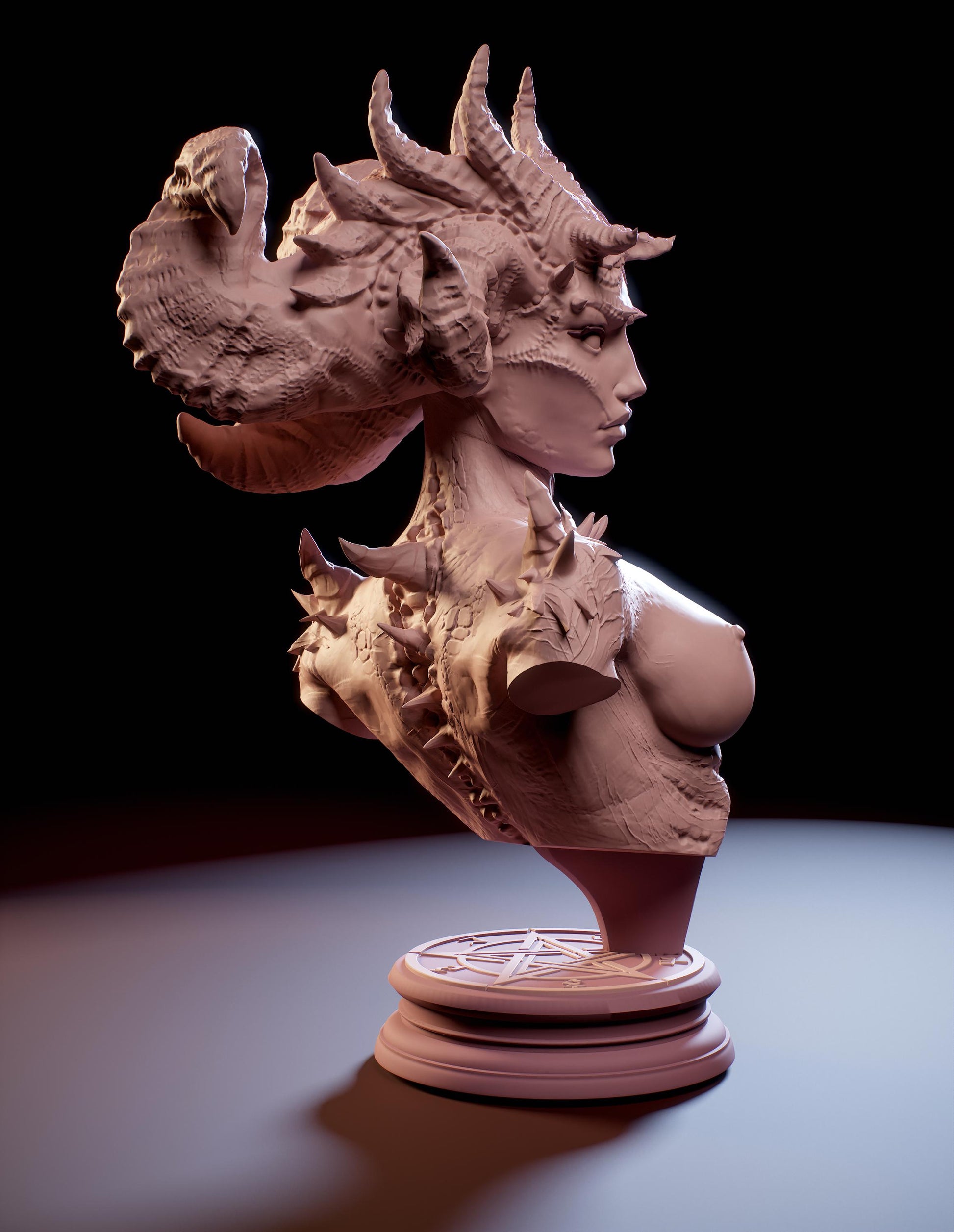 Mistress of the Inferno Bust | Collectibl Hobby Unpainted Resin Sculpture Statue Miniature | by Mini Dreams