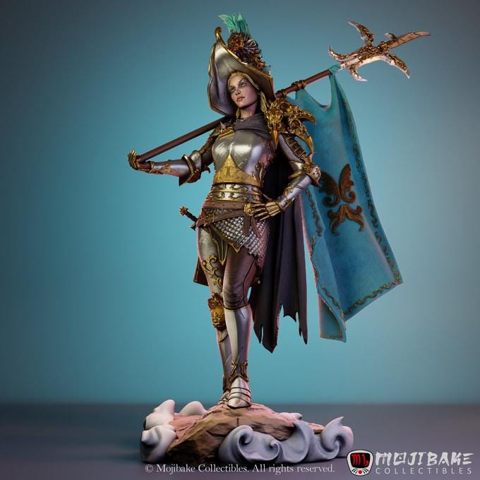 Captain Aralys | DnD Female Paladin Knight Collectible Resin Miniature | 75mm | by Mojibake Collectibles