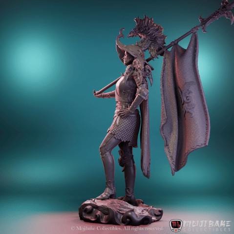 Captain Aralys | DnD Female Paladin Knight Collectible Resin Miniature | 75mm | by Mojibake Collectibles