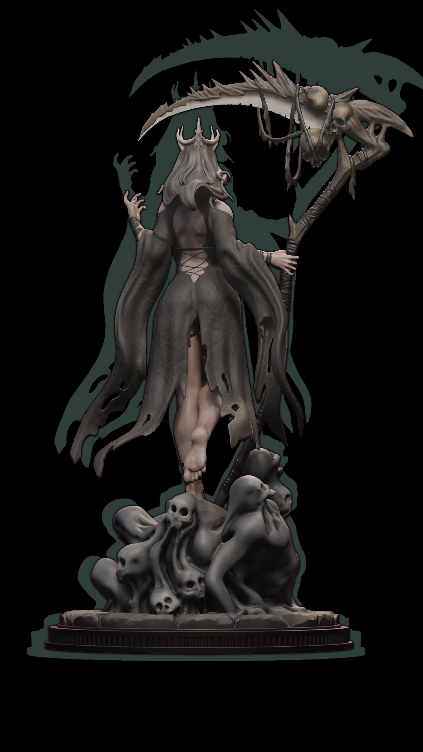 The Harvester | Female Fantasy Reaper Halloween Collectible Resin Pin-up Miniature Statue | by Post Prints