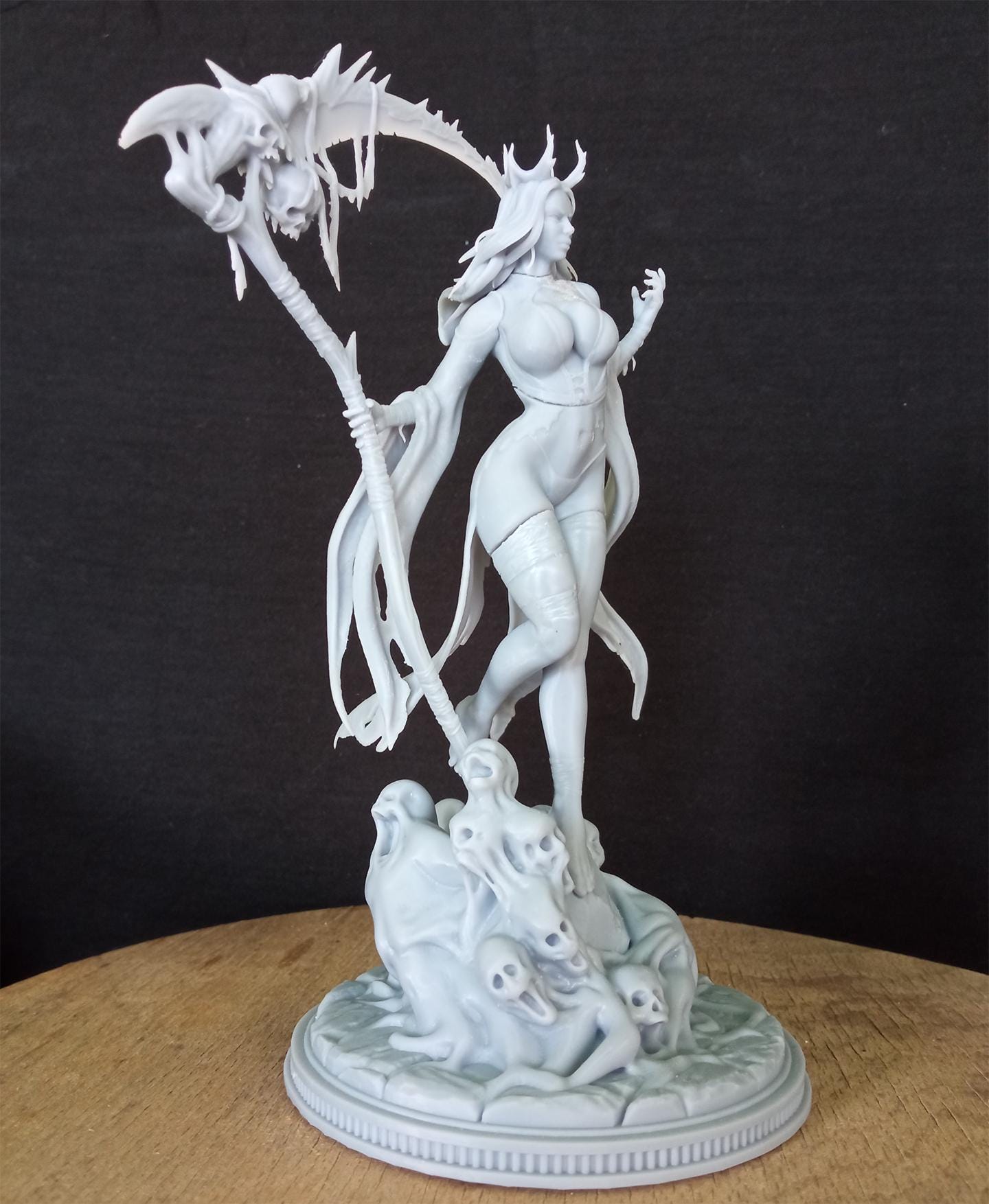 The Harvester | Female Fantasy Reaper Halloween Collectible Resin Pin-up Miniature Statue | by Post Prints