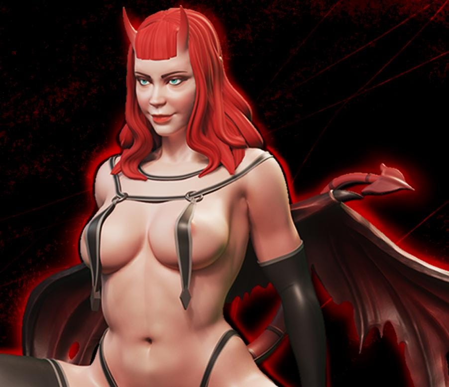 Wings of Hell - Red | Female Fantasy Demon succubus Collectible Resin Pin-up Miniature Statue | by Post Prints