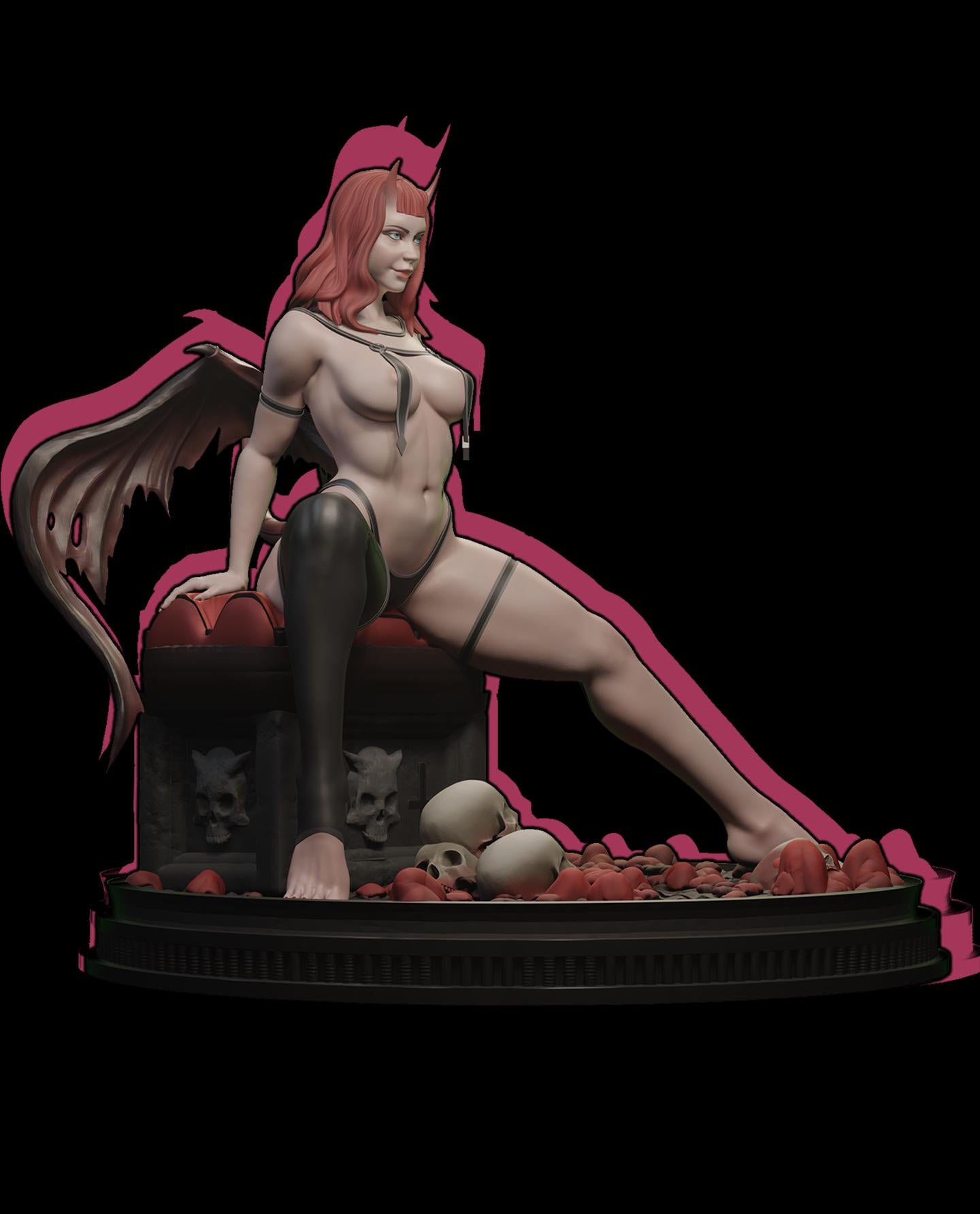 Wings of Hell - Red | Female Fantasy Demon succubus Collectible Resin Pin-up Miniature Statue | by Post Prints