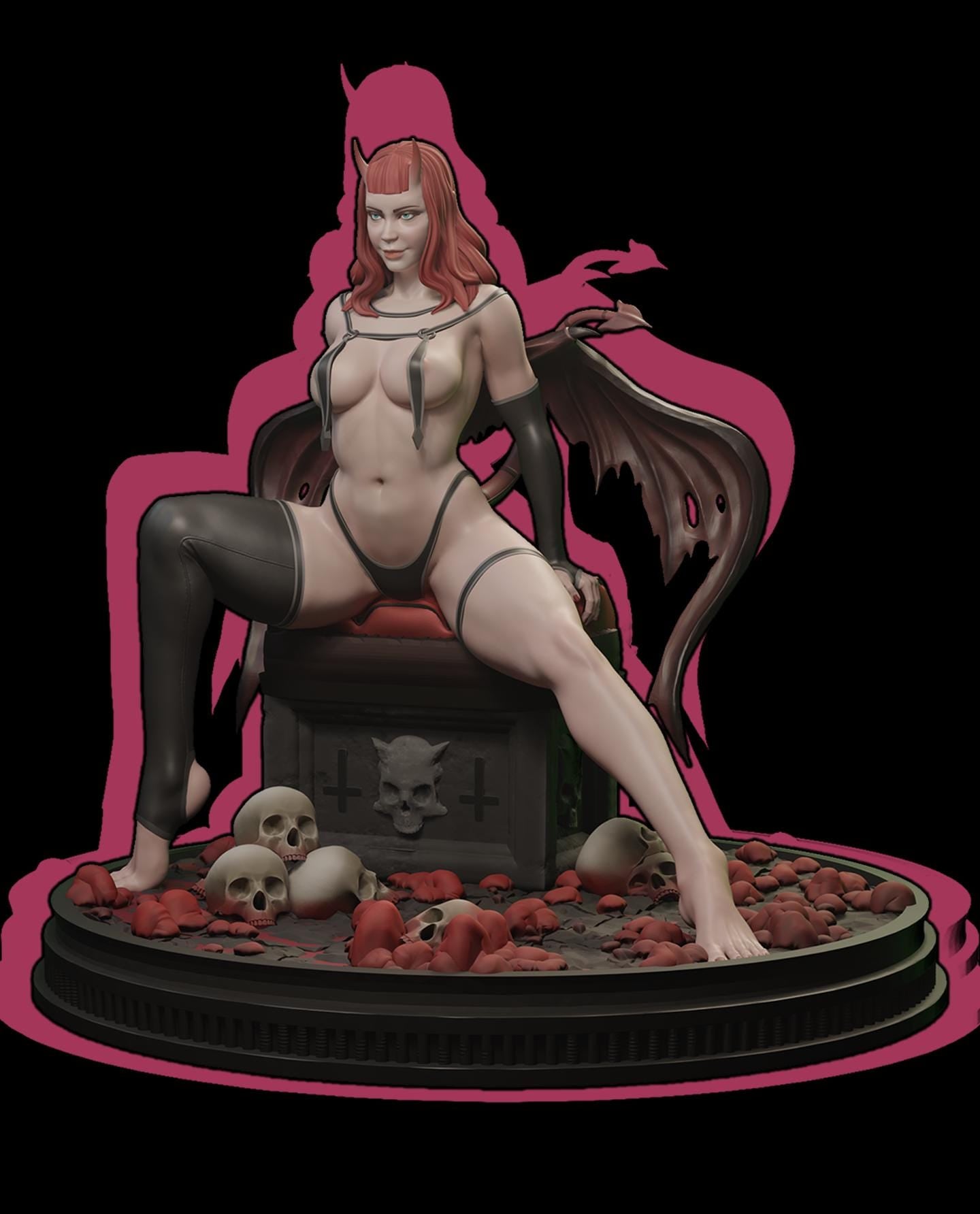 Wings of Hell - Red | Female Fantasy Demon succubus Collectible Resin Pin-up Miniature Statue | by Post Prints