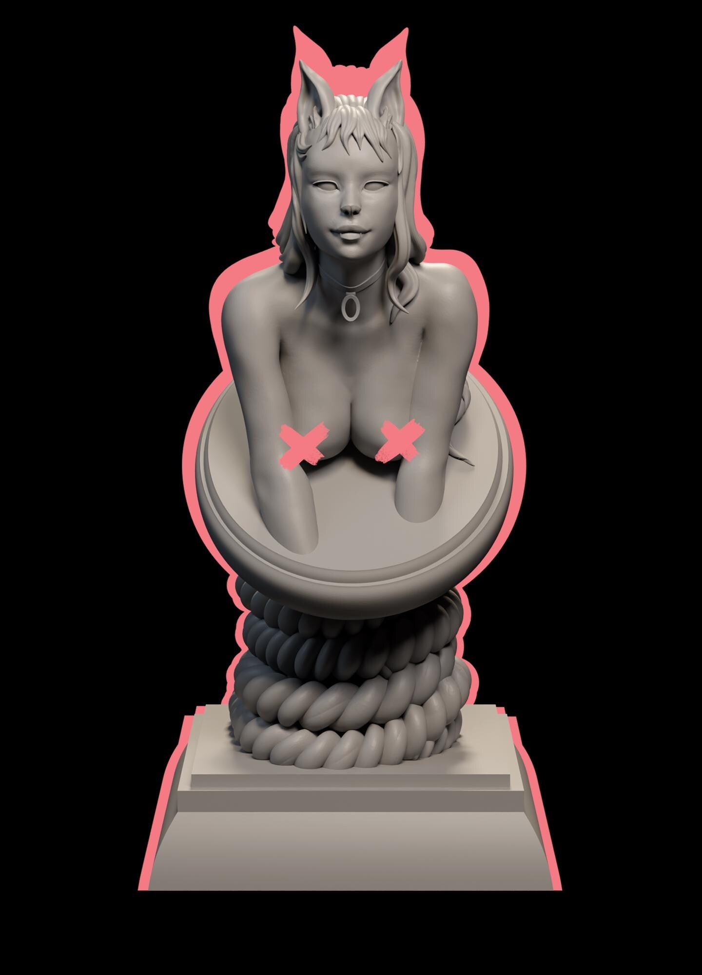 Seductive Cat Girl | Female Fantasy Kemonimimi Collectible Resin Pin-up Miniature Statue | by Post Prints