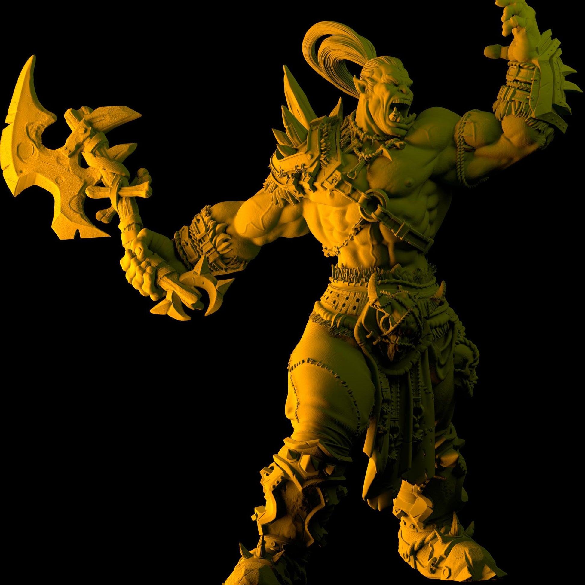 Gnadug Bonebreaker | Orc Barbarian Worrior DnD Resin Miniature | 32mm / 75mm | by Brayan Nafarrate